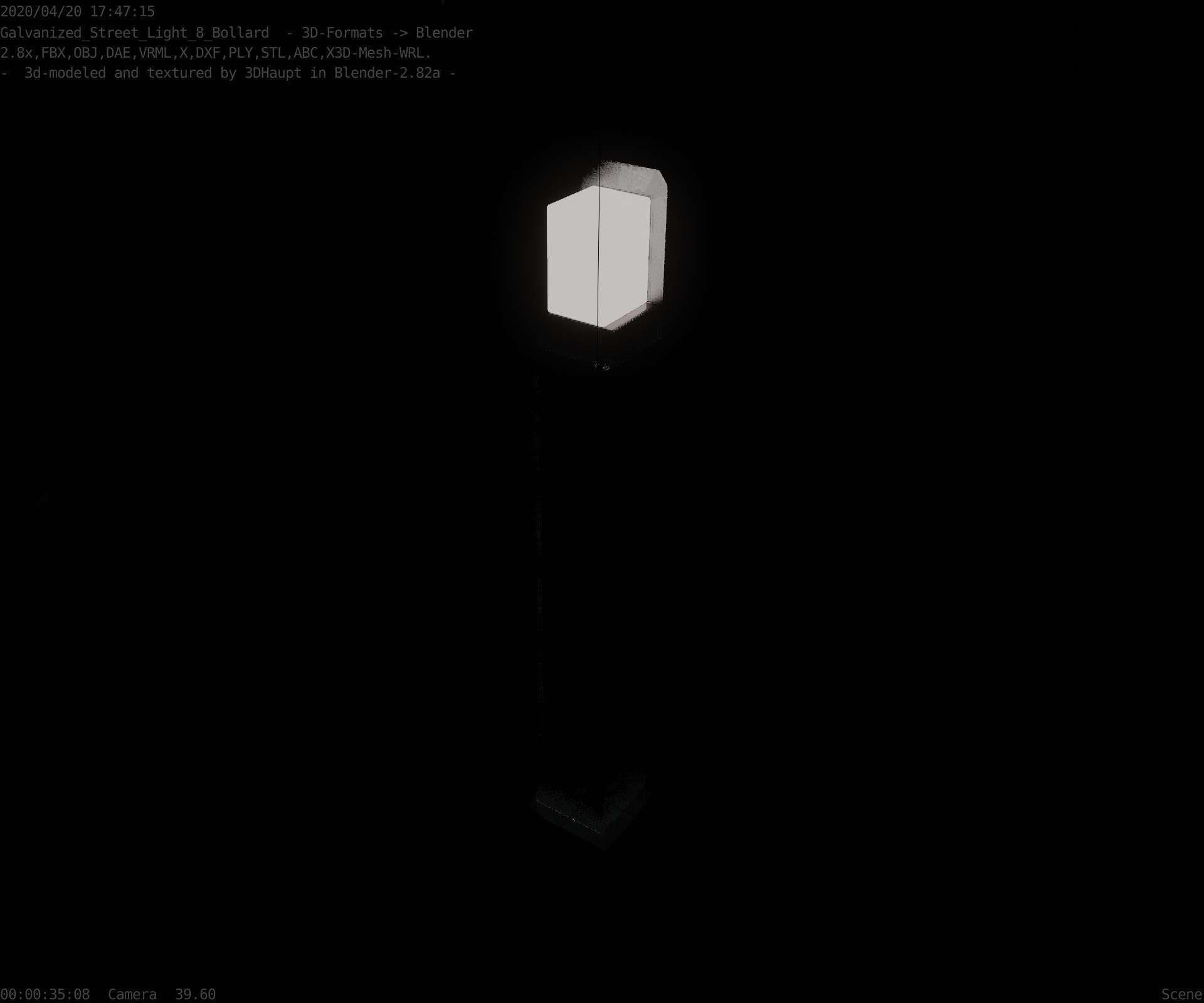 Street Light 8 Bollard 900 mm Galvanized Version 2 Low-poly 3D model_49