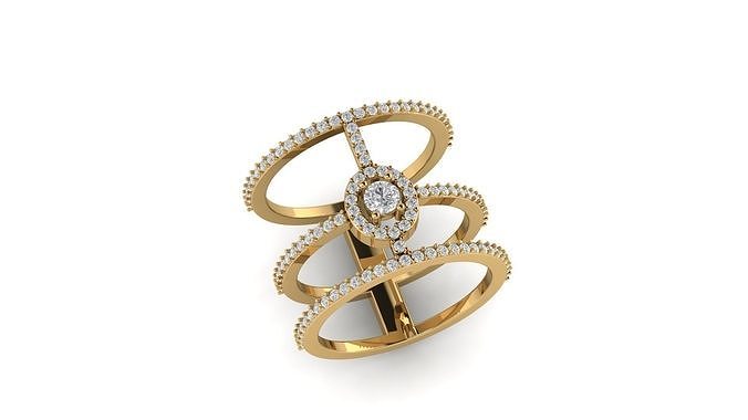Glam Azone 3 Rows Ring  3D print model