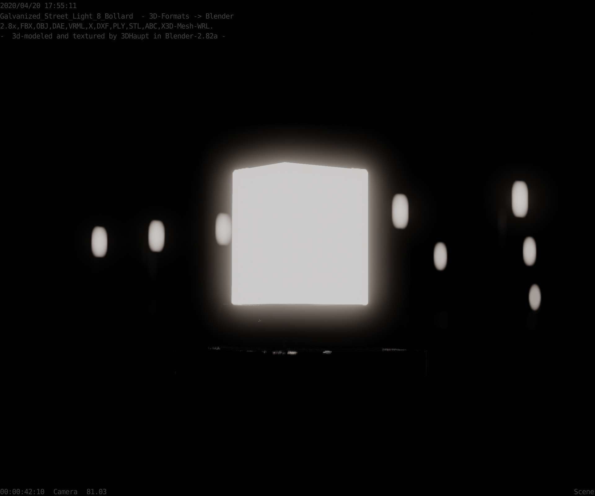 Street Light 8 Bollard 200mm Galvanized Version 3 Low-poly 3D model_23