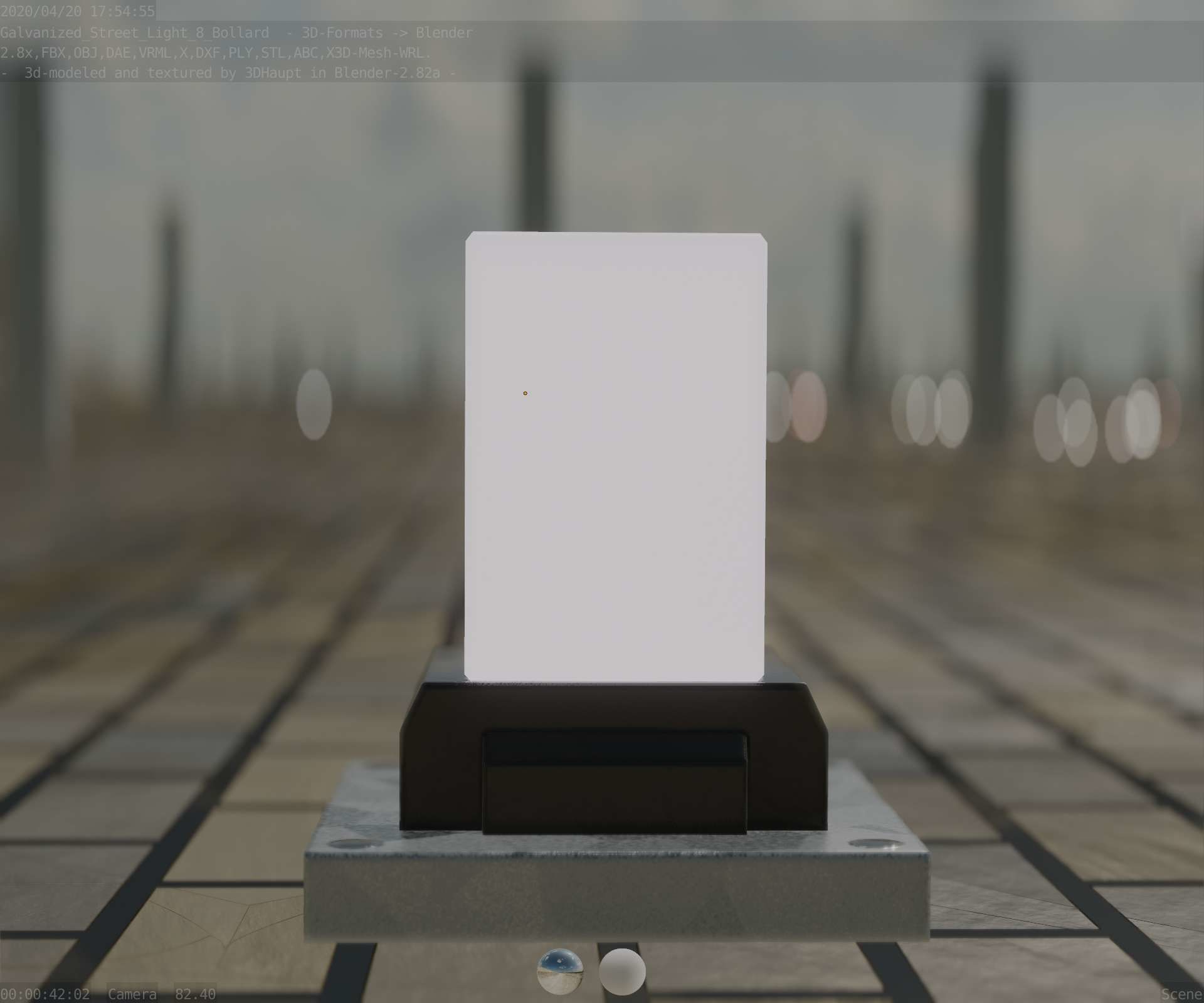 Street Light 8 Bollard 200mm Galvanized Version 3 Low-poly 3D model_14