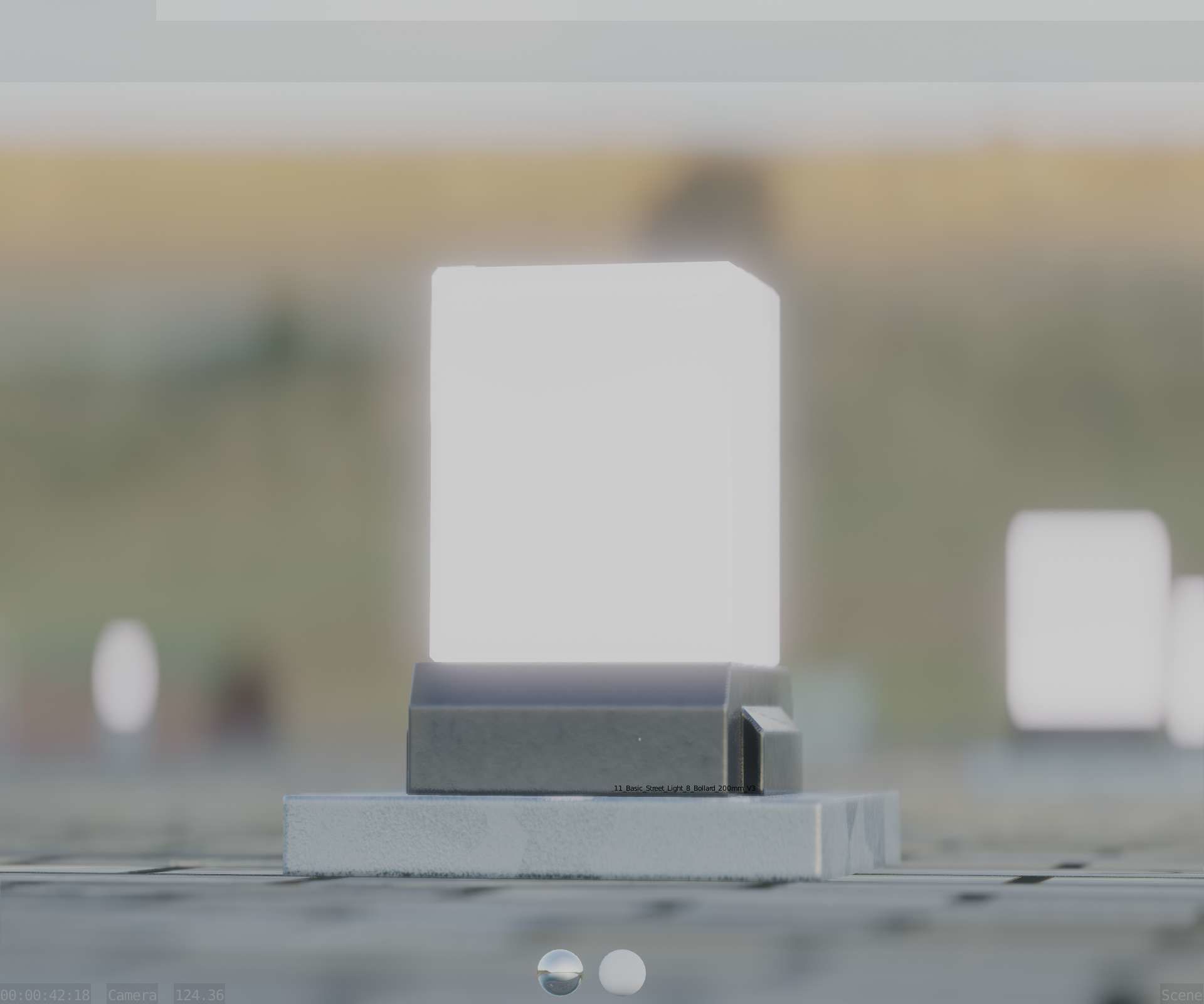 Street Light 8 Bollard 200mm Galvanized Version 3 Low-poly 3D model_30