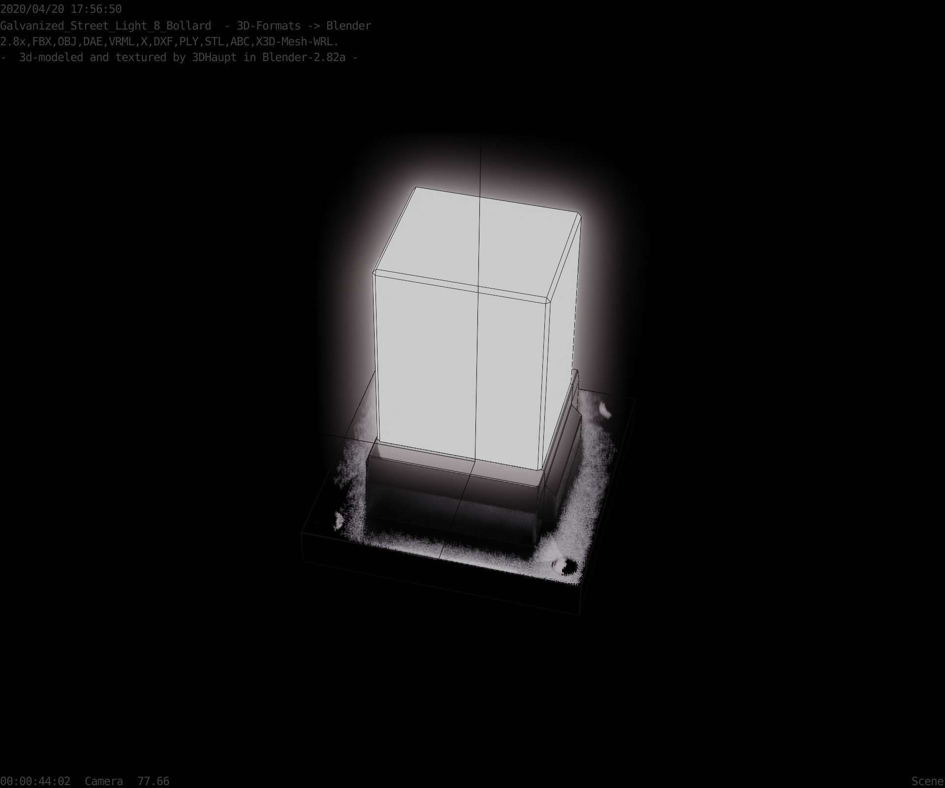 Street Light 8 Bollard 200mm Galvanized Version 3 Low-poly 3D model_62