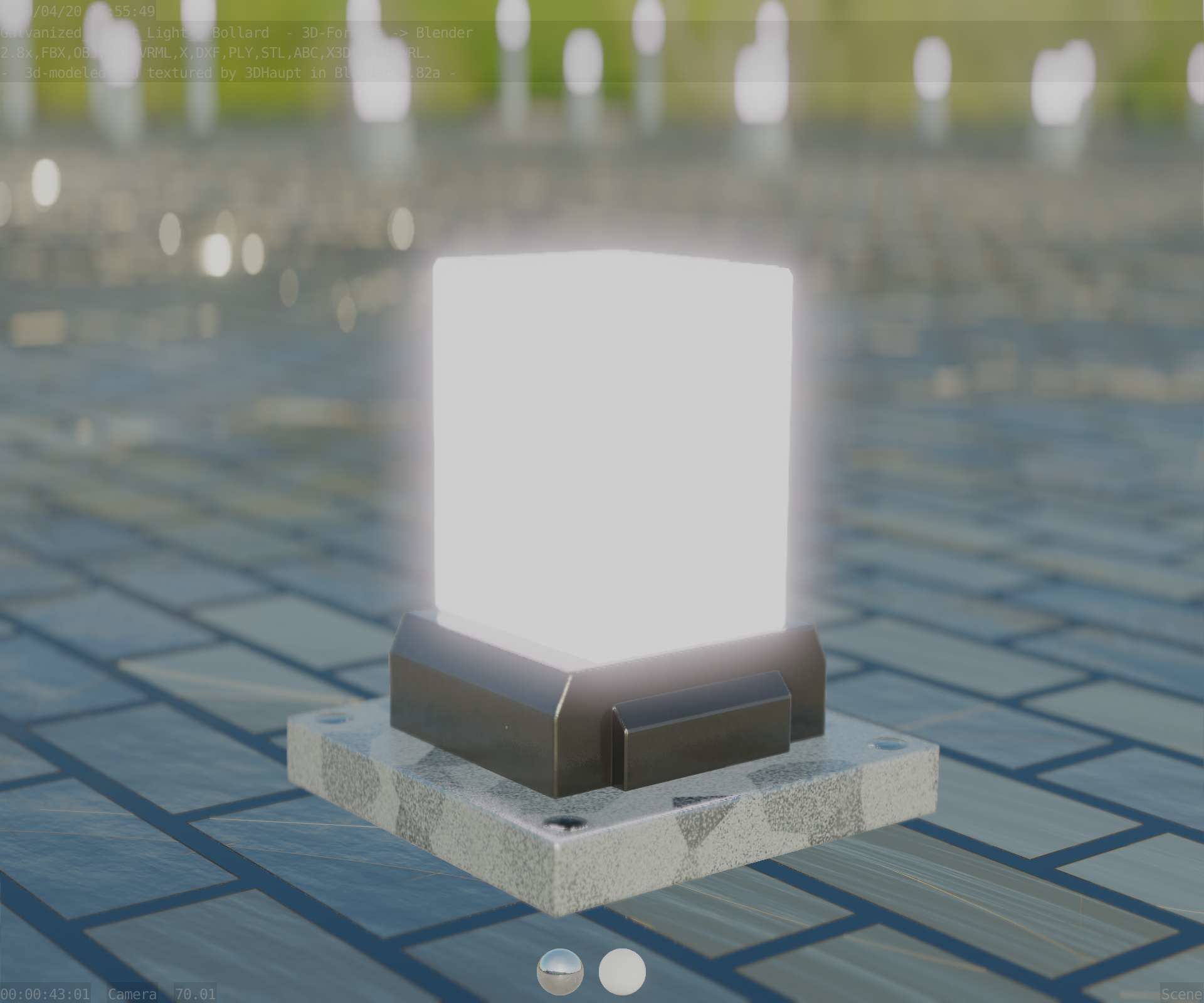 Street Light 8 Bollard 200mm Galvanized Version 3 Low-poly 3D model_37