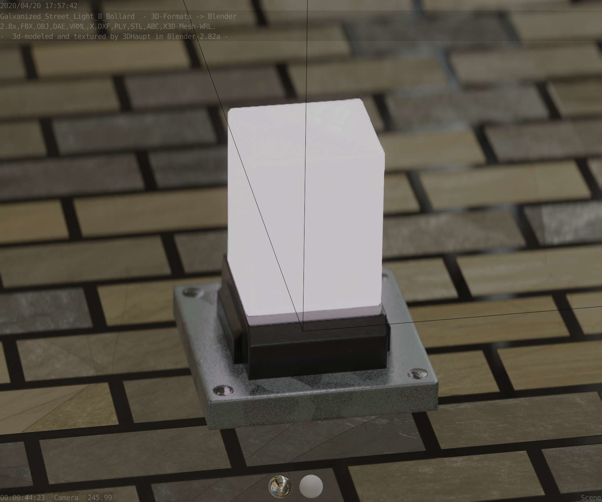 Street Light 8 Bollard 200mm Galvanized Version 3 Low-poly 3D model_83