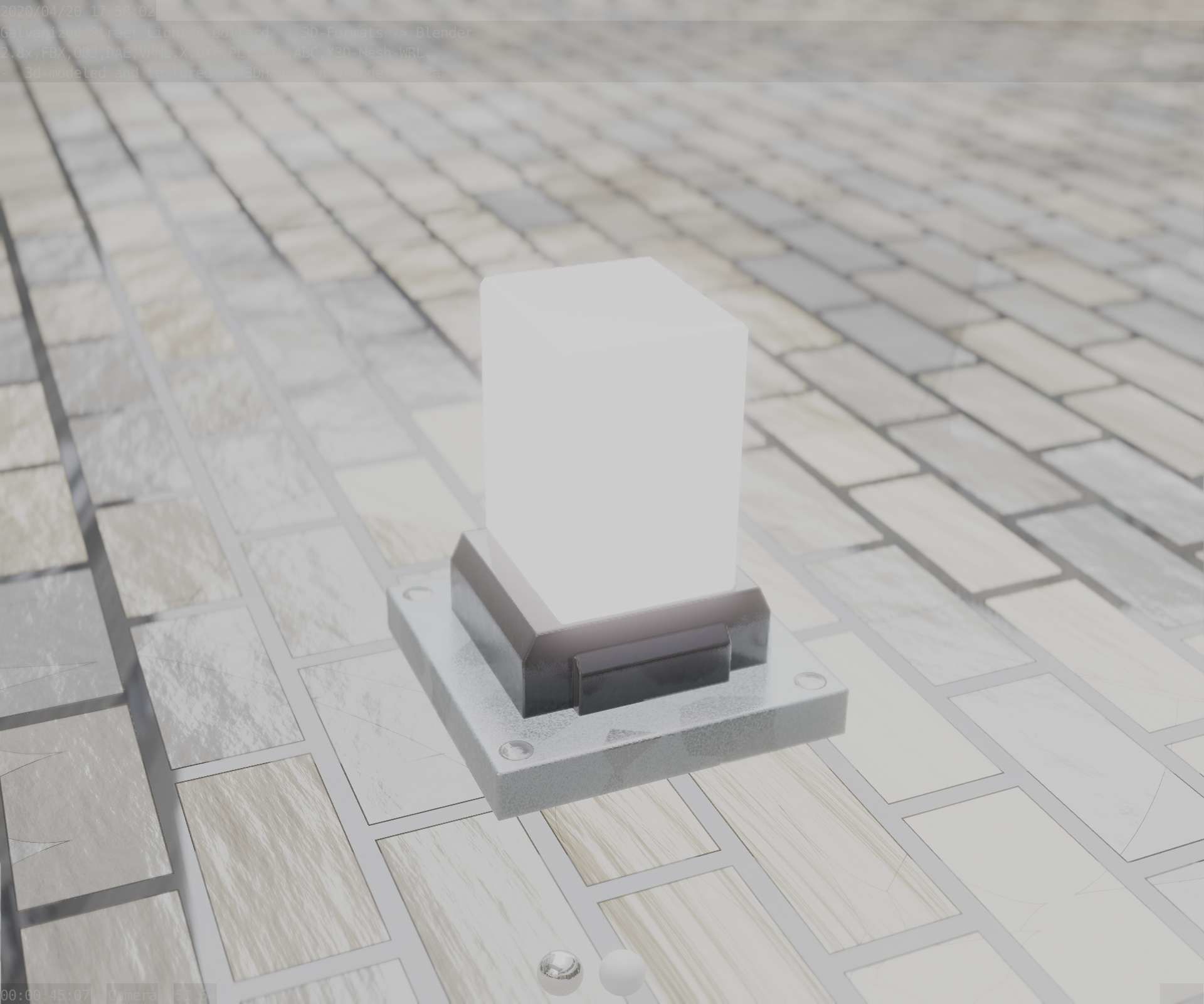 Street Light 8 Bollard 200mm Galvanized Version 3 Low-poly 3D model_91