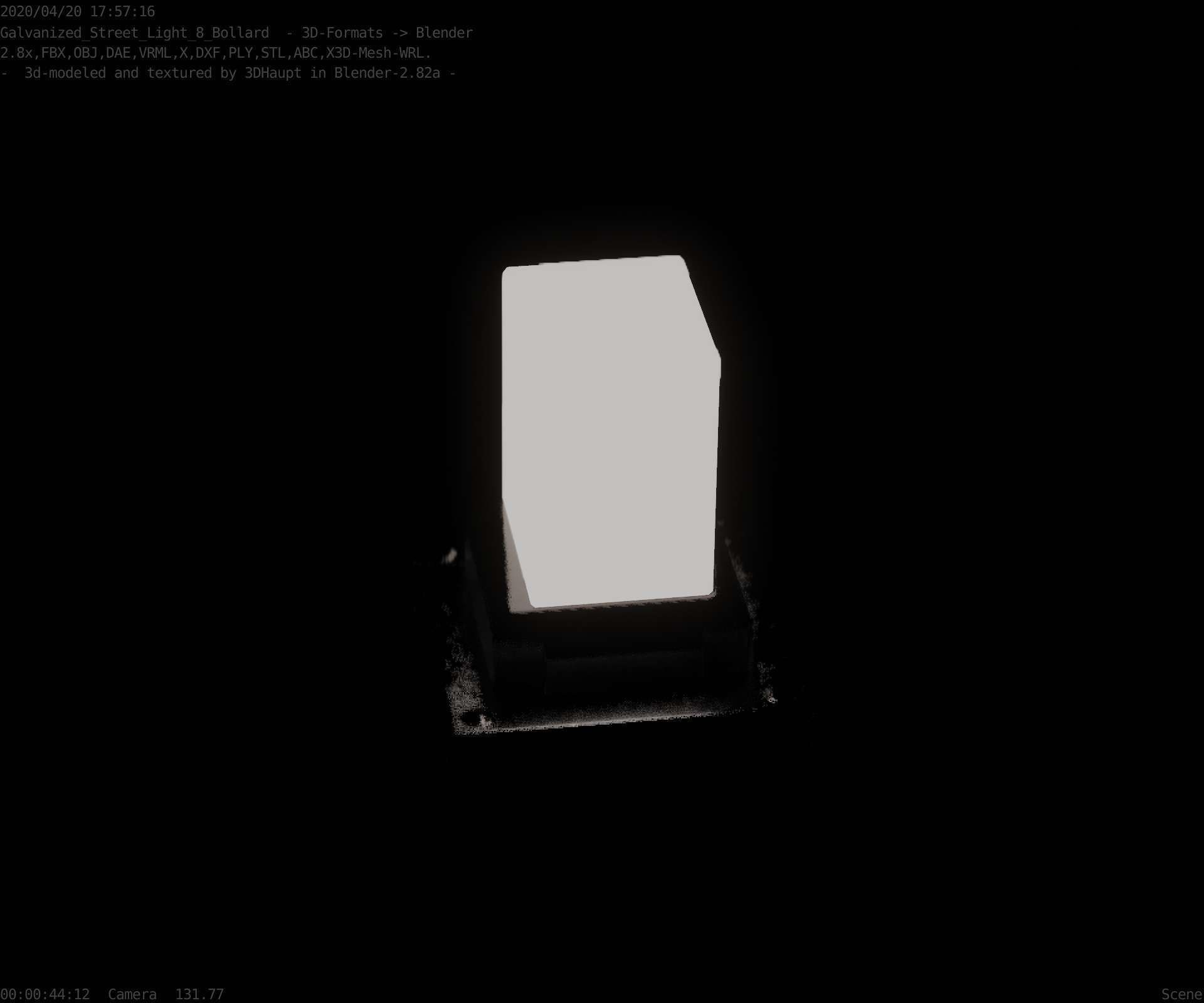 Street Light 8 Bollard 200mm Galvanized Version 3 Low-poly 3D model_72