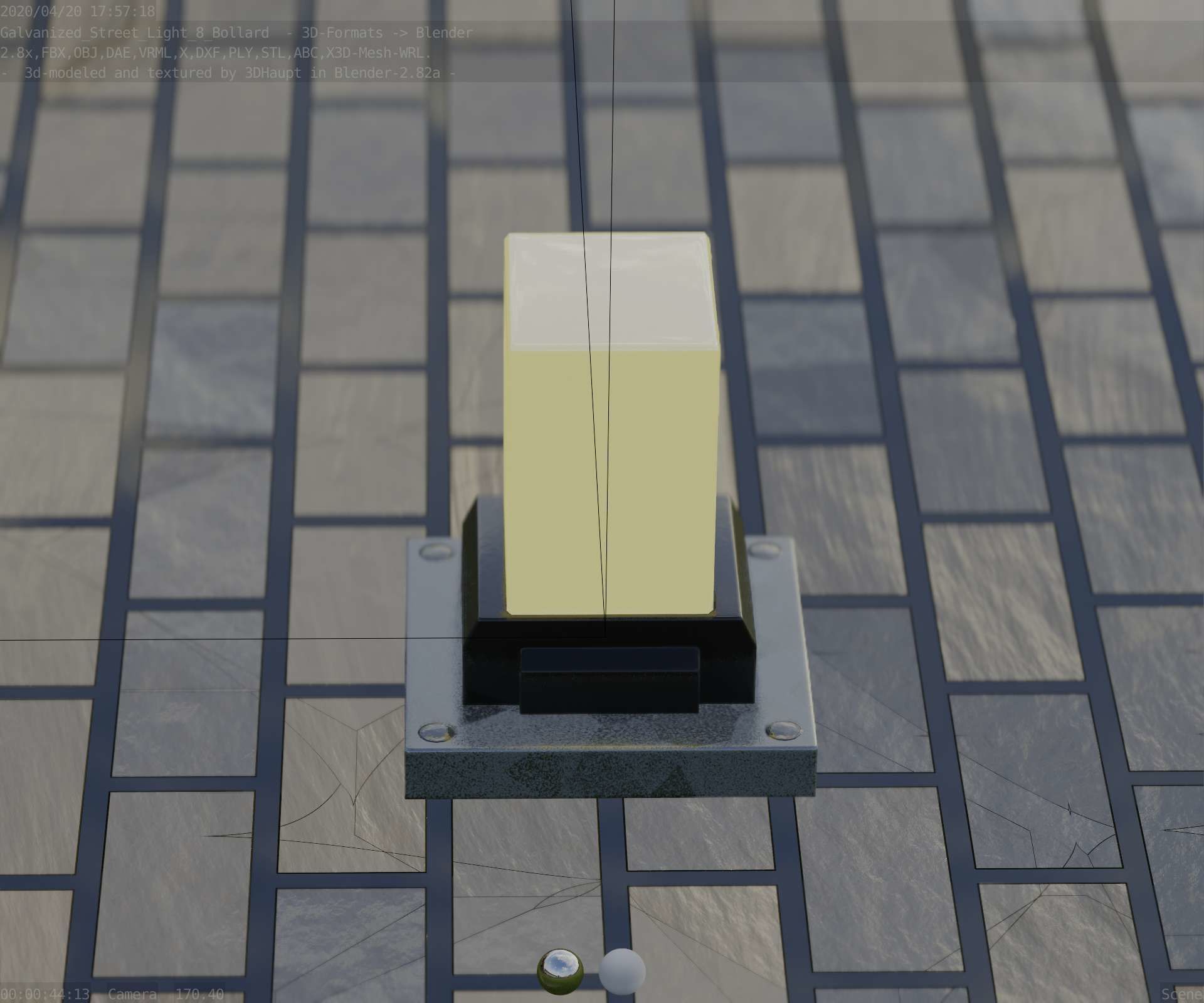 Street Light 8 Bollard 200mm Galvanized Version 3 Low-poly 3D model_73