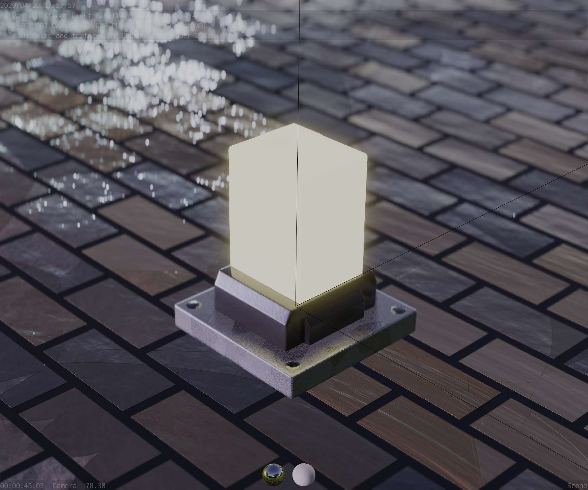 Street Light 8 Bollard 200mm Galvanized Version 3 Low-poly 3D model_89