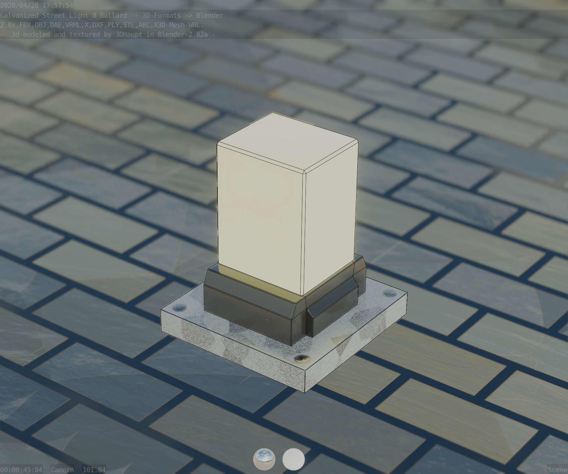 Street Light 8 Bollard 200mm Galvanized Version 3 Low-poly 3D model_88