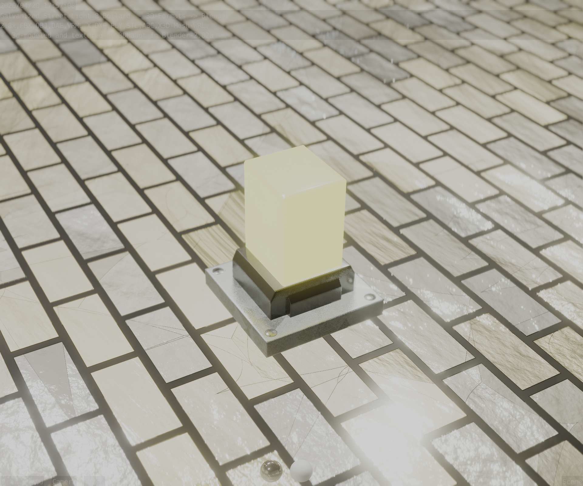 Street Light 8 Bollard 200mm Galvanized Version 3 Low-poly 3D model_69