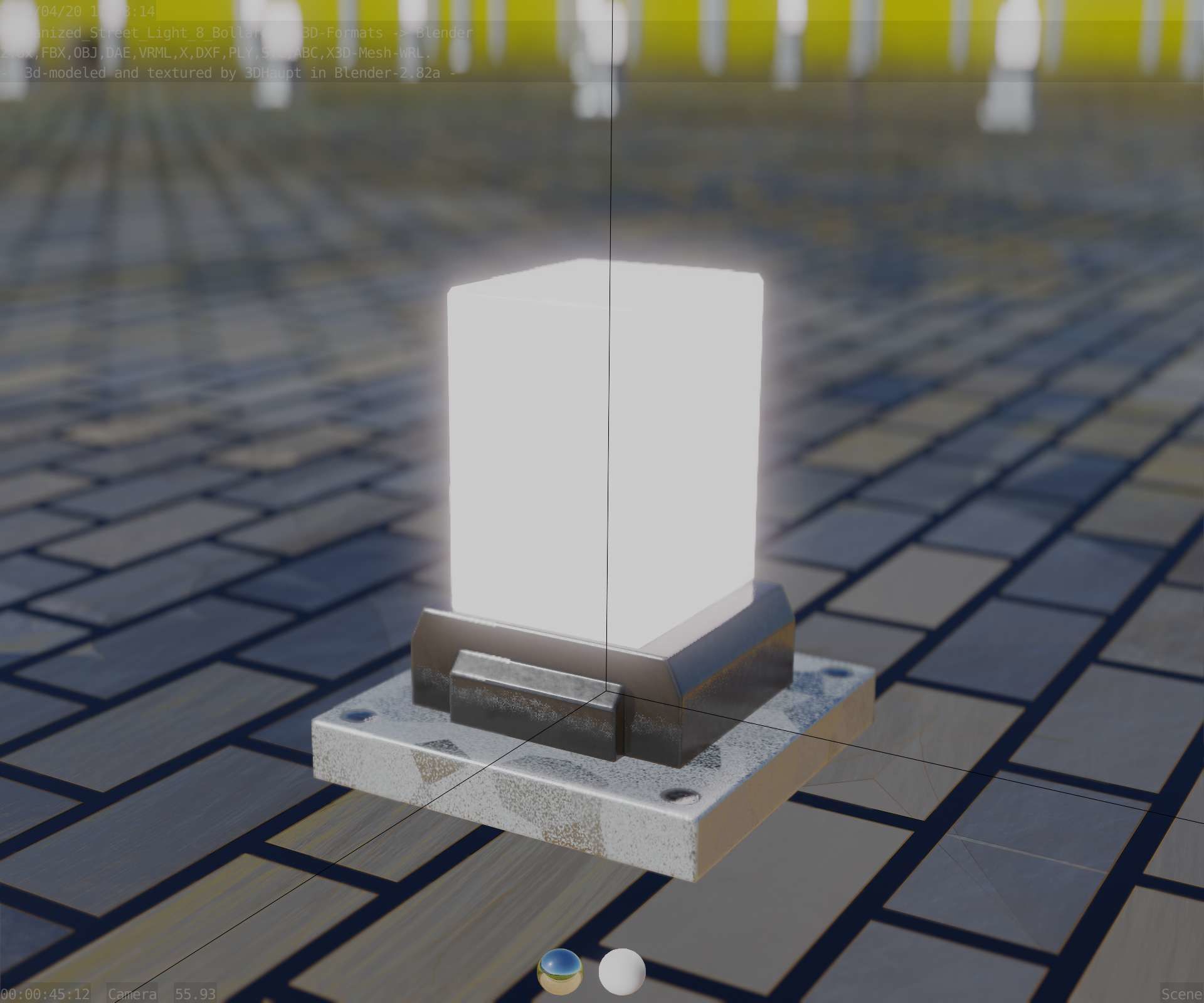 Street Light 8 Bollard 200mm Galvanized Version 3 Low-poly 3D model_96