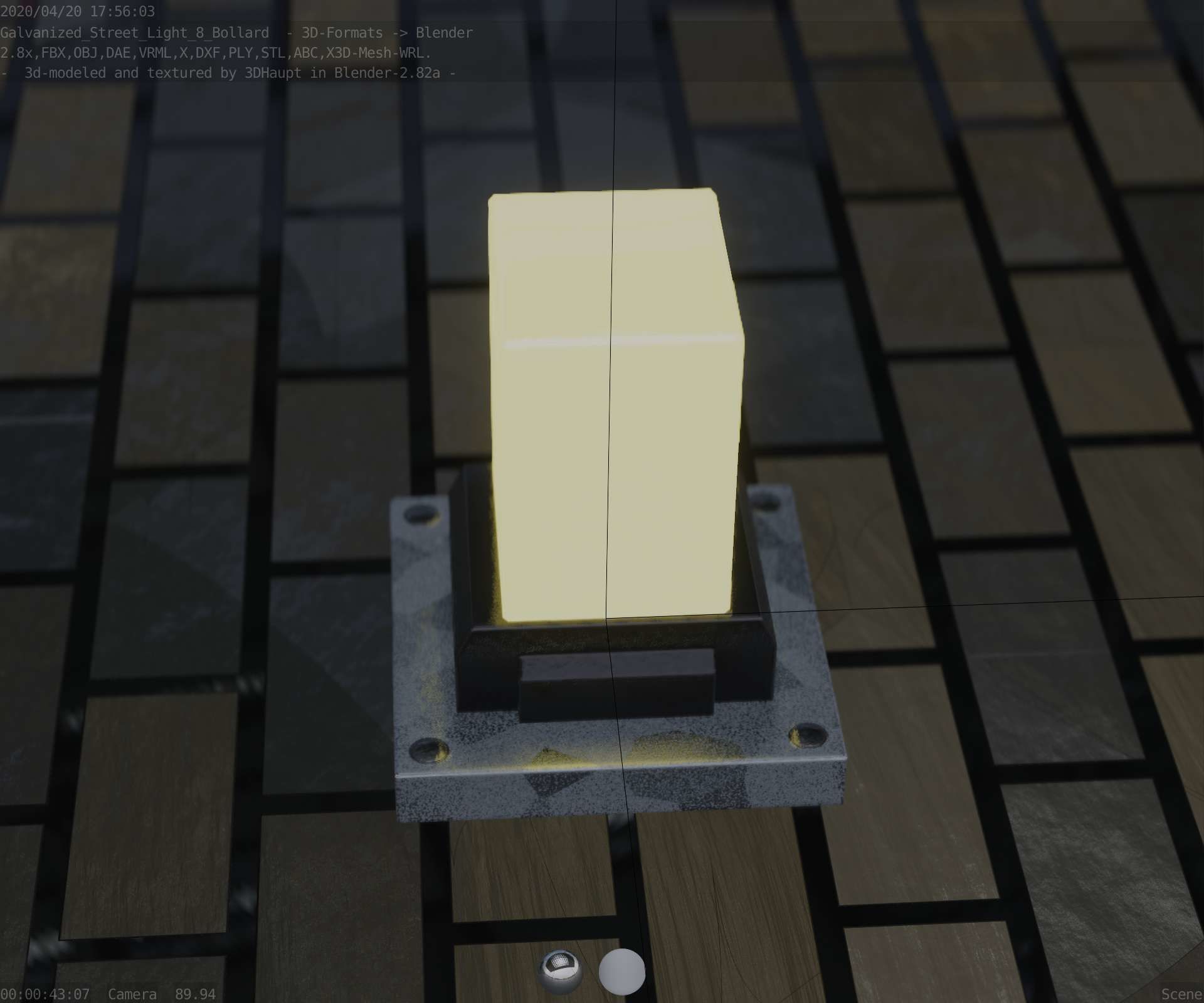 Street Light 8 Bollard 200mm Galvanized Version 3 Low-poly 3D model_43