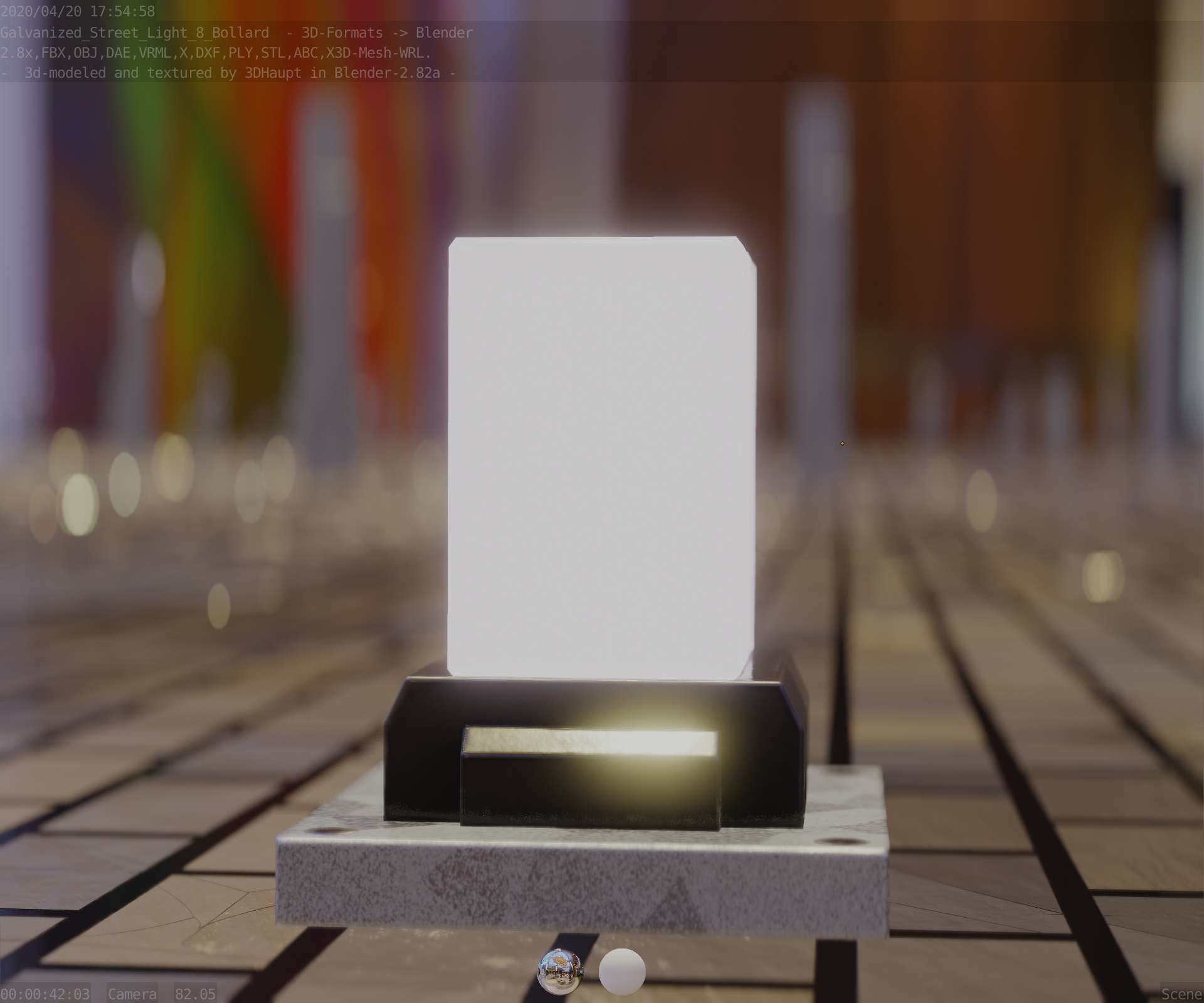 Street Light 8 Bollard 200mm Galvanized Version 3 Low-poly 3D model_16