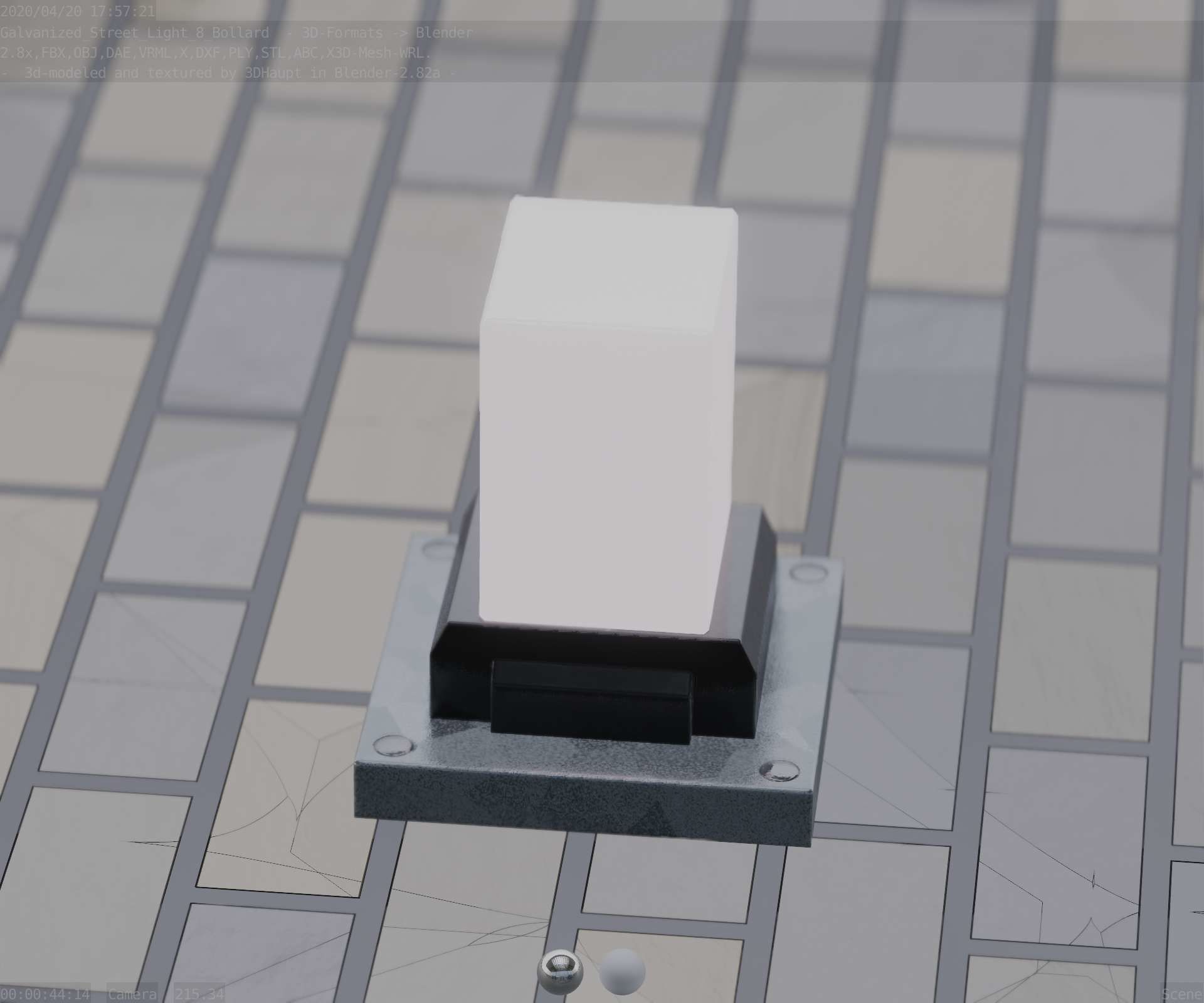 Street Light 8 Bollard 200mm Galvanized Version 3 Low-poly 3D model_74