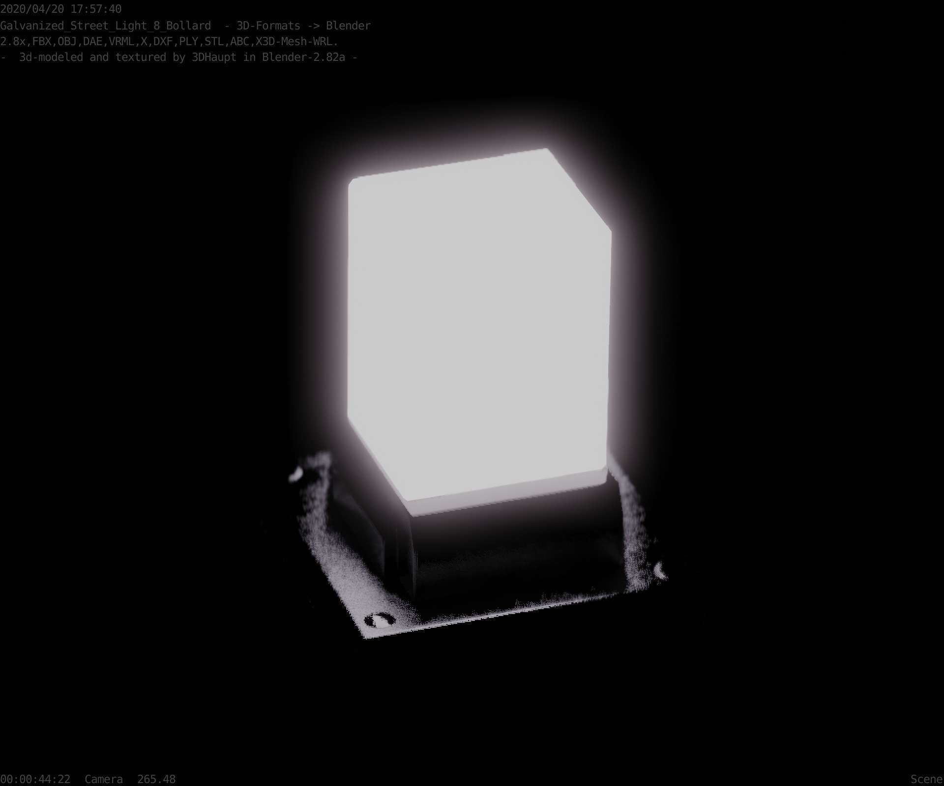 Street Light 8 Bollard 200mm Galvanized Version 3 Low-poly 3D model_82