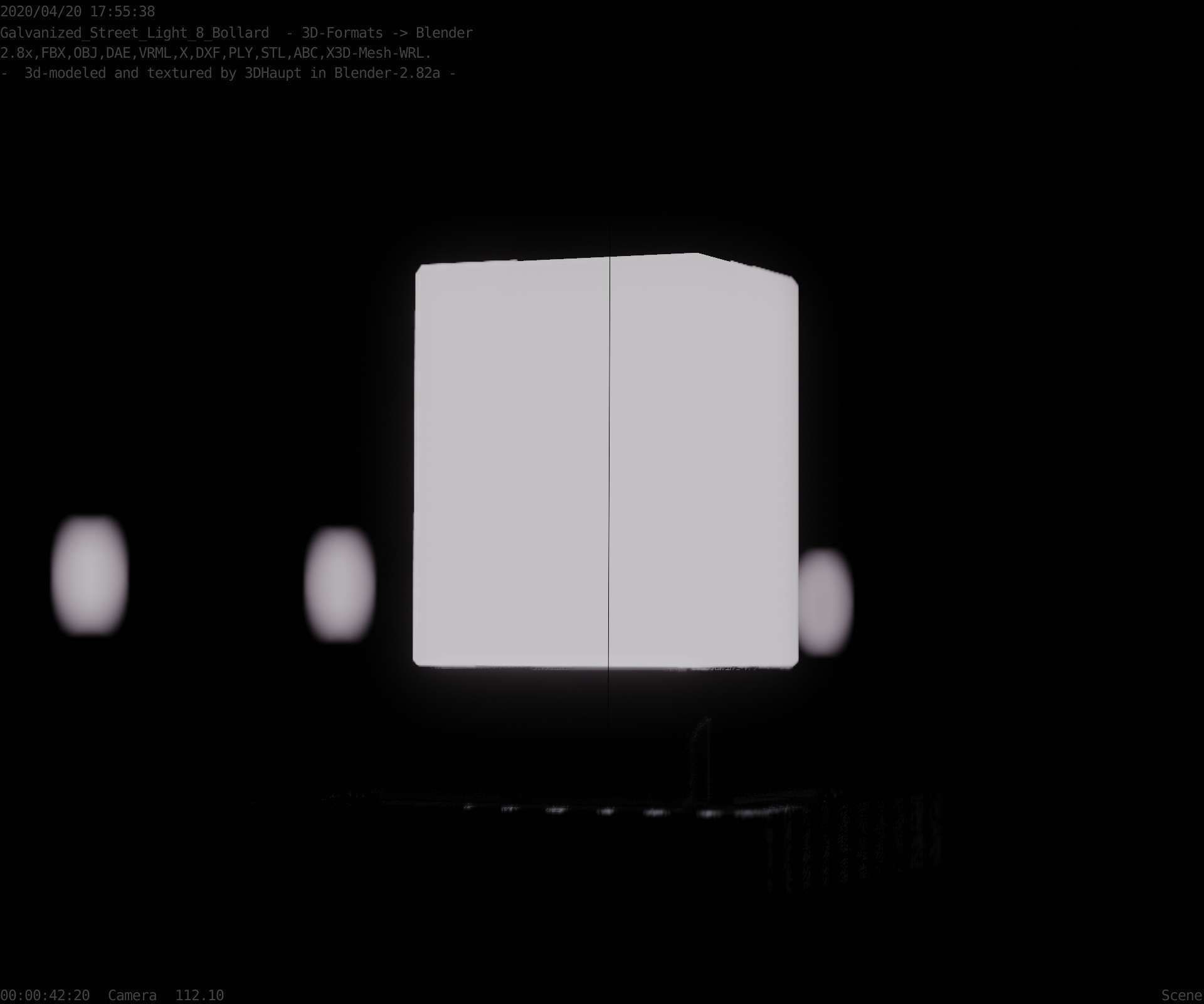 Street Light 8 Bollard 200mm Galvanized Version 3 Low-poly 3D model_32