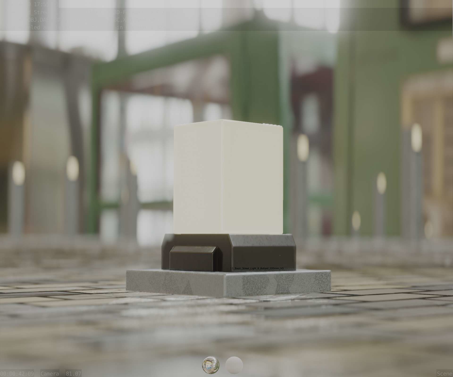 Street Light 8 Bollard 200mm Galvanized Version 3 Low-poly 3D model_22