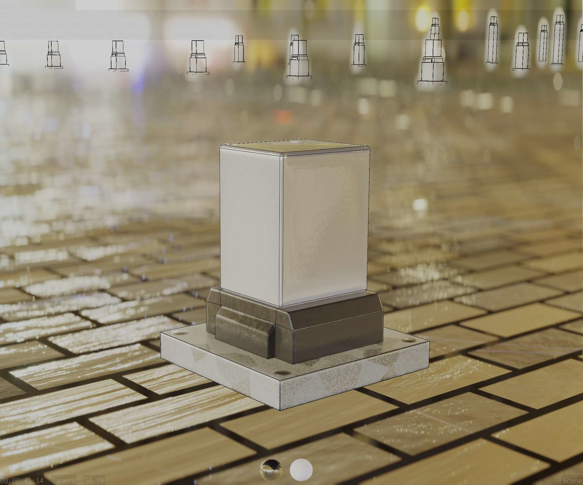 Street Light 8 Bollard 200mm Galvanized Version 3 Low-poly 3D model_2