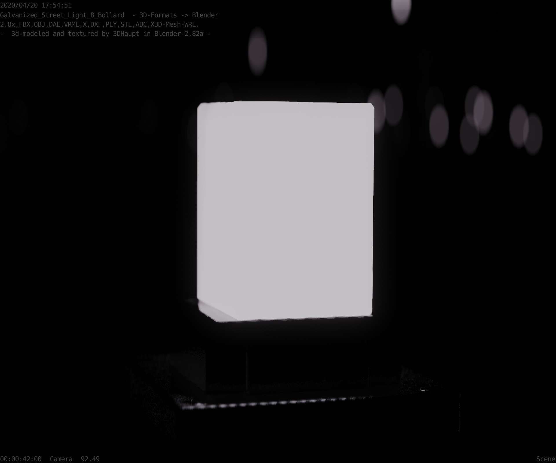 Street Light 8 Bollard 200mm Galvanized Version 3 Low-poly 3D model_12