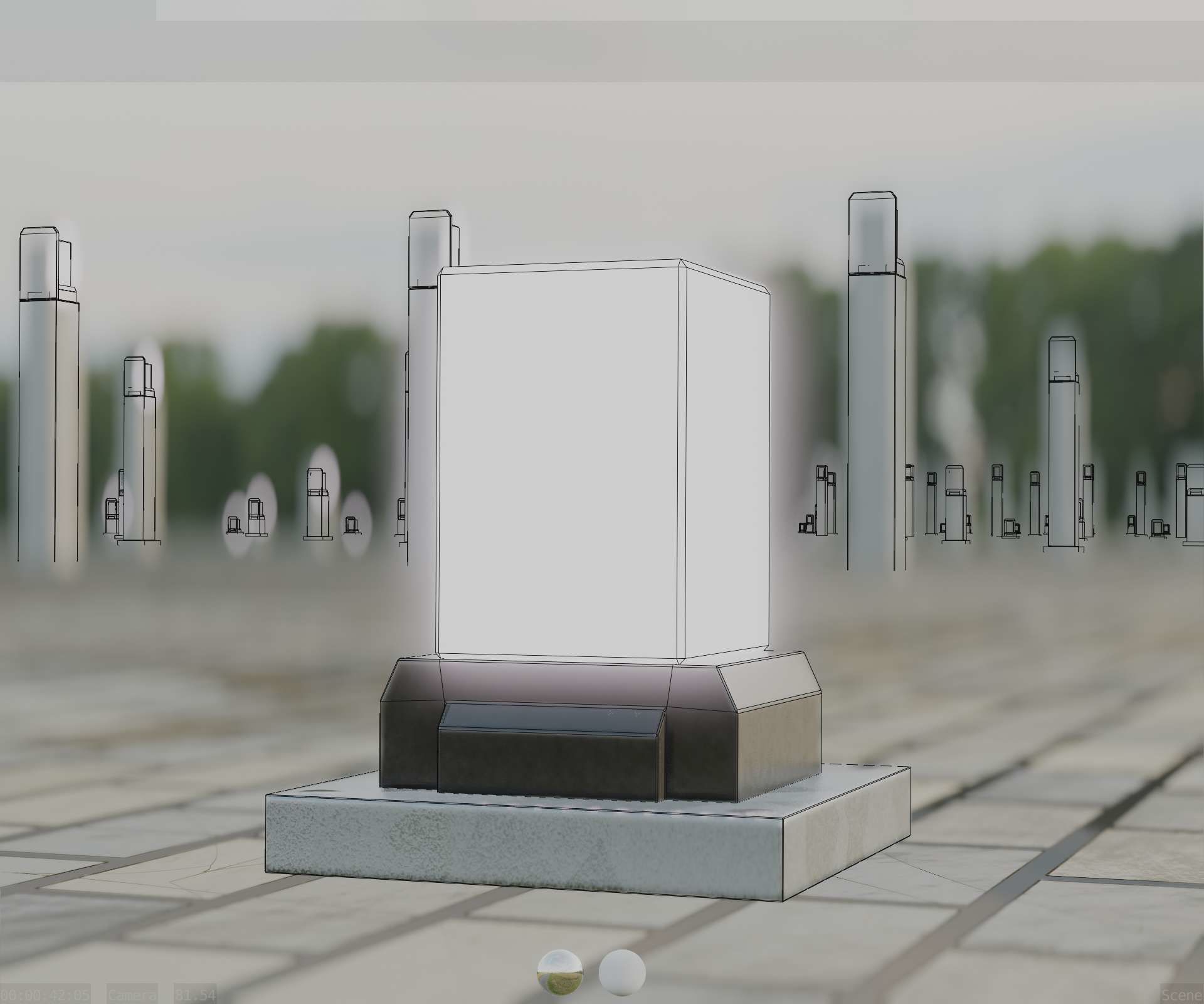 Street Light 8 Bollard 200mm Galvanized Version 3 Low-poly 3D model_18