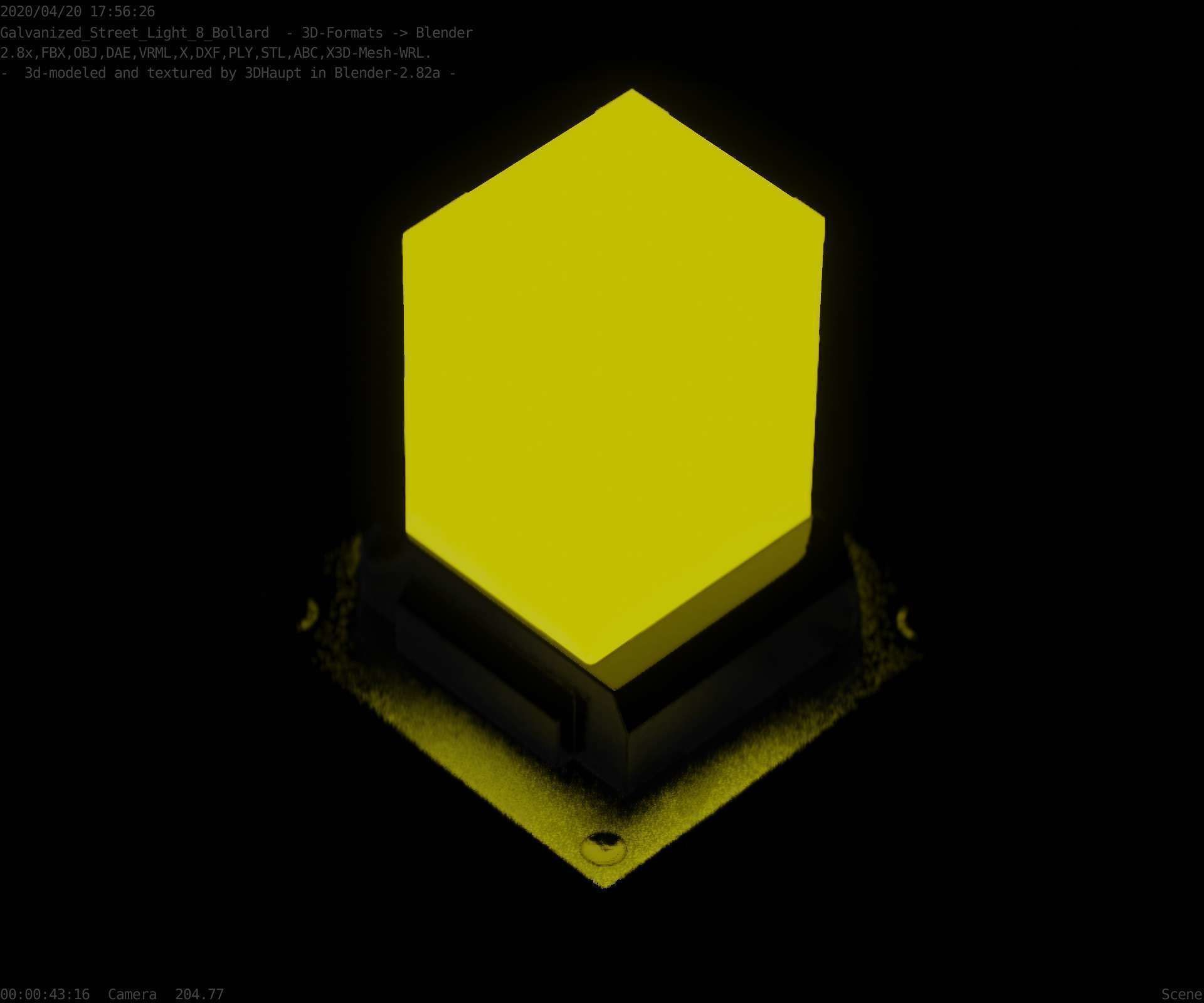 Street Light 8 Bollard 200mm Galvanized Version 3 Low-poly 3D model_52