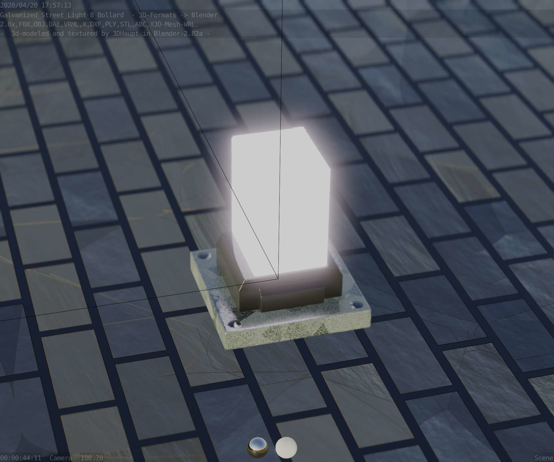 Street Light 8 Bollard 200mm Galvanized Version 3 Low-poly 3D model_71