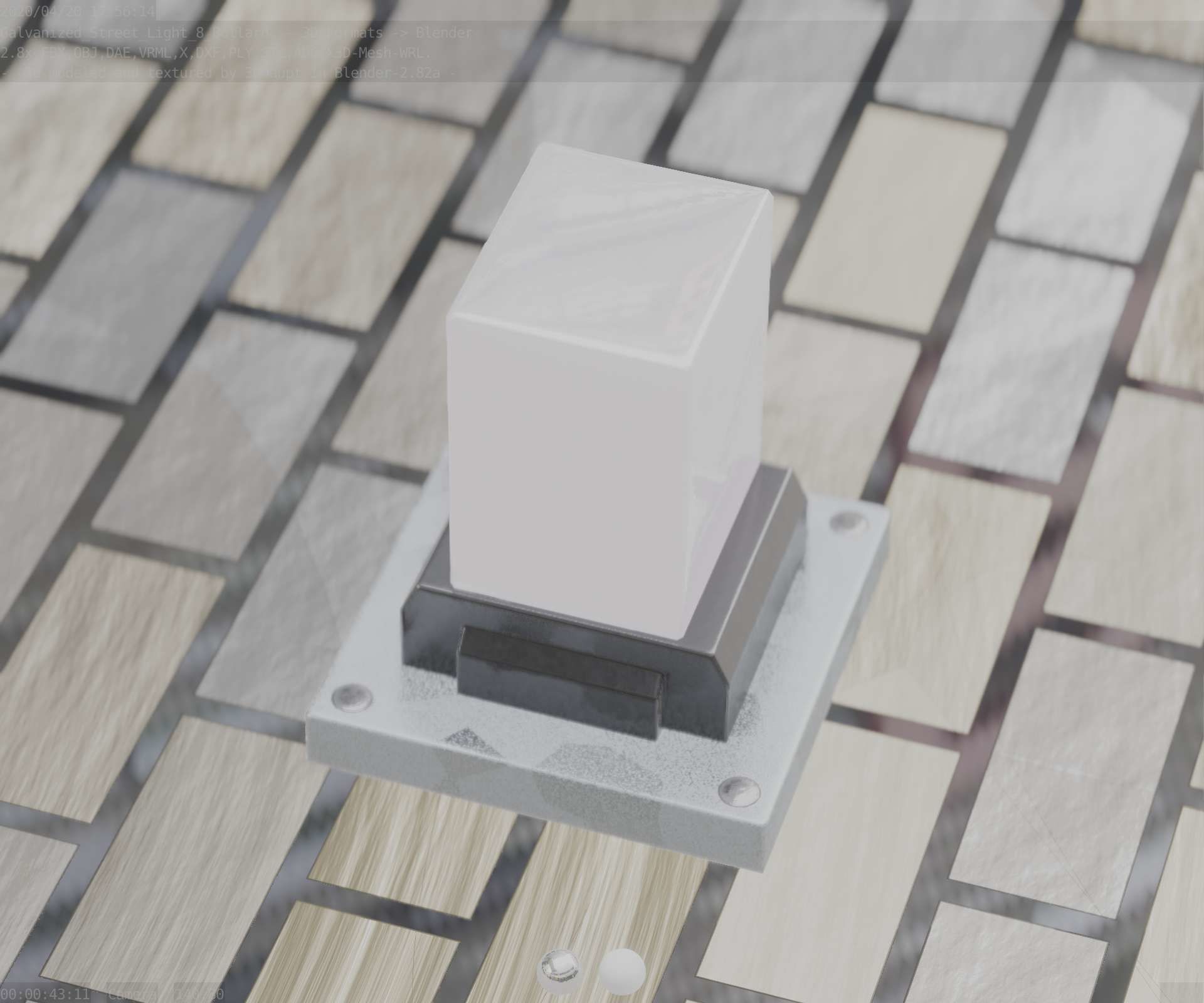 Street Light 8 Bollard 200mm Galvanized Version 3 Low-poly 3D model_47