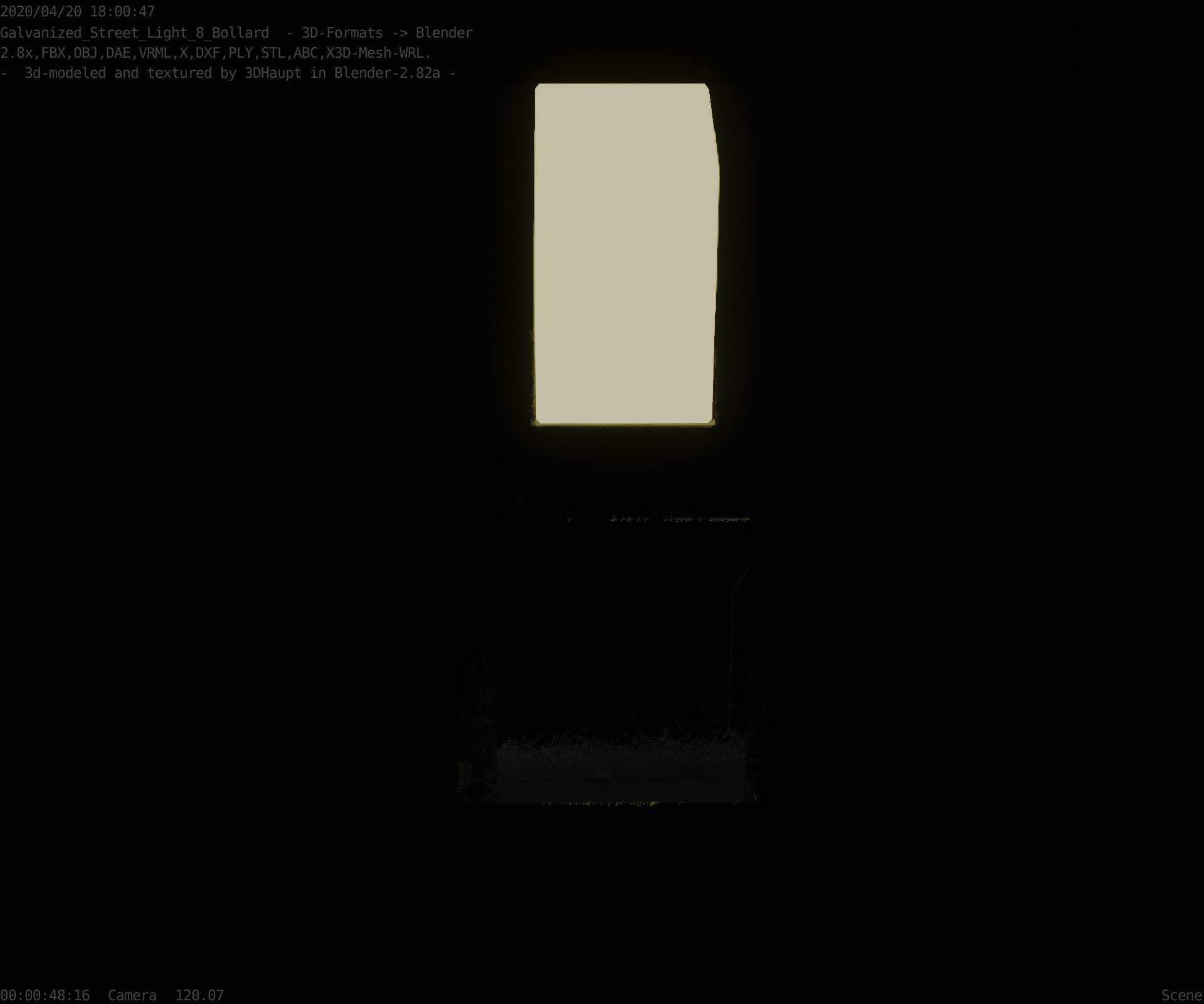 Street Light 8 Bollard 350mm Galvanized Version 3 Low-poly 3D model_73