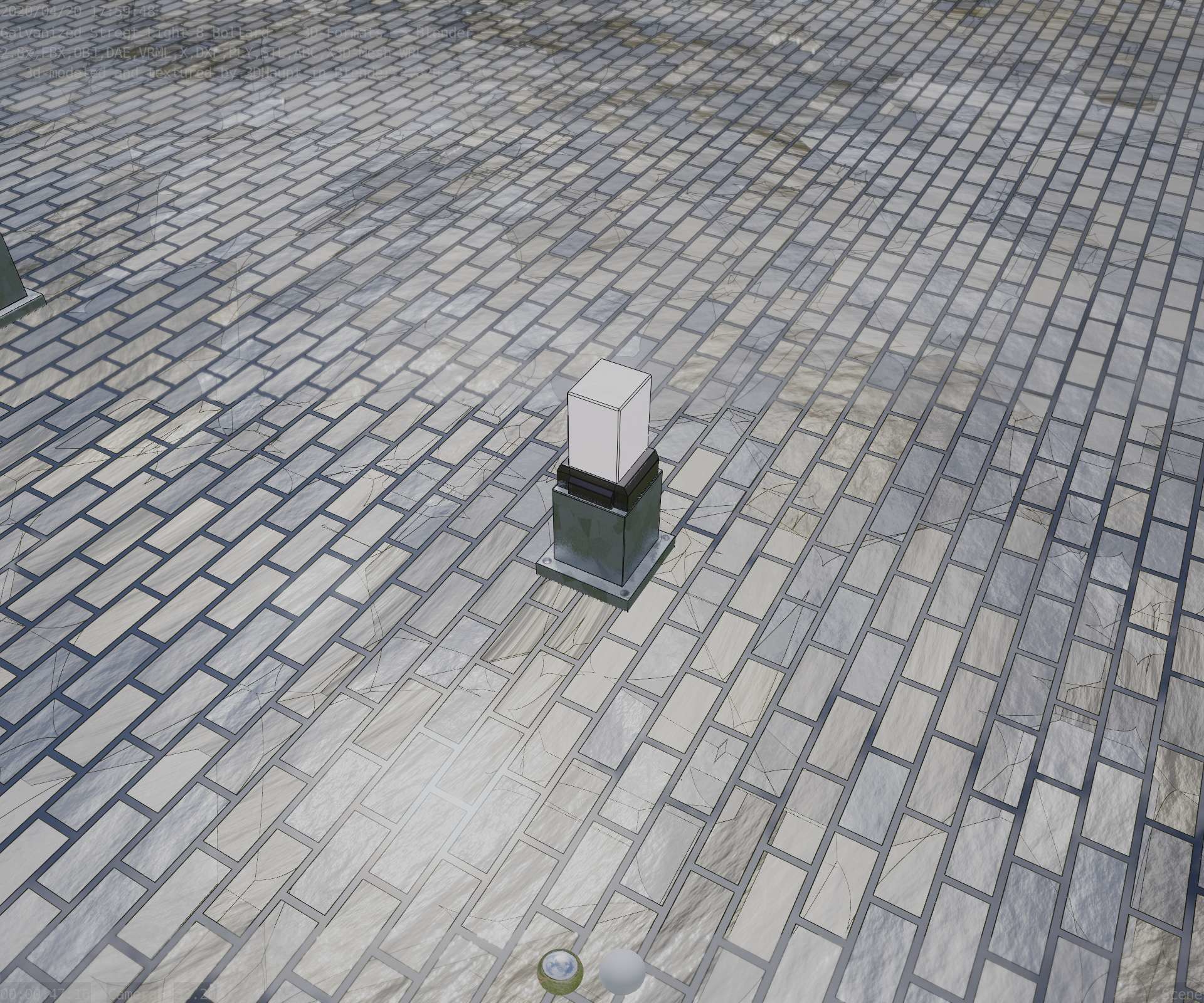 Street Light 8 Bollard 350mm Galvanized Version 3 Low-poly 3D model_49