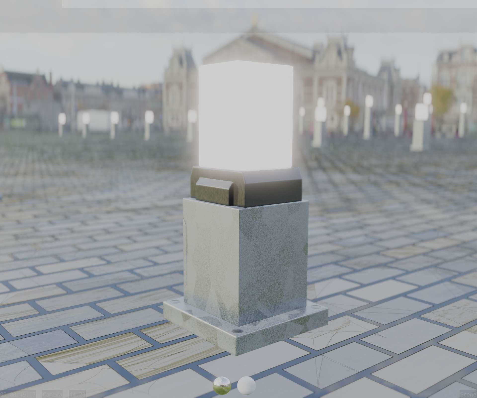 Street Light 8 Bollard 350mm Galvanized Version 3 Low-poly 3D model_5