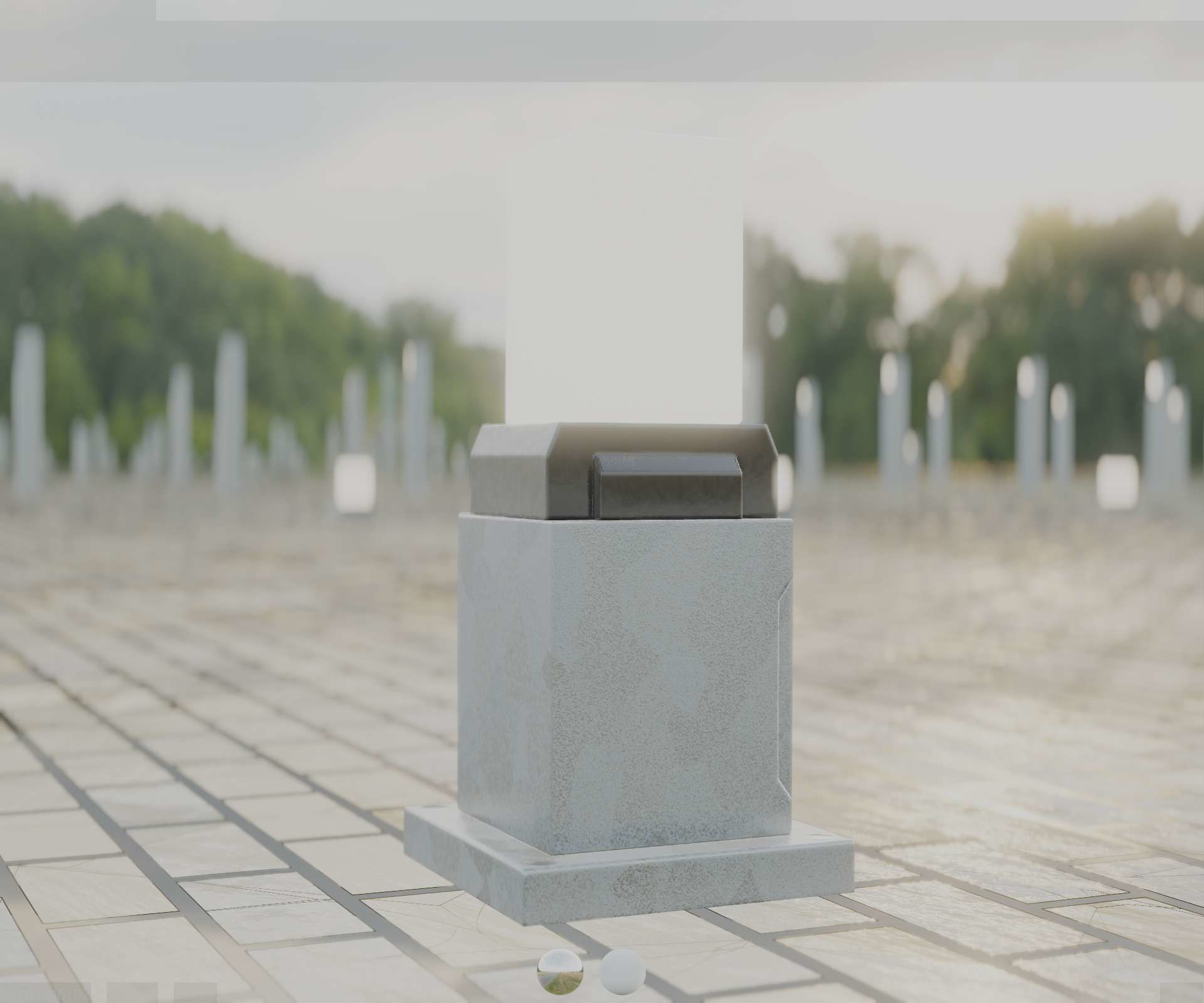 Street Light 8 Bollard 350mm Galvanized Version 3 Low-poly 3D model_2