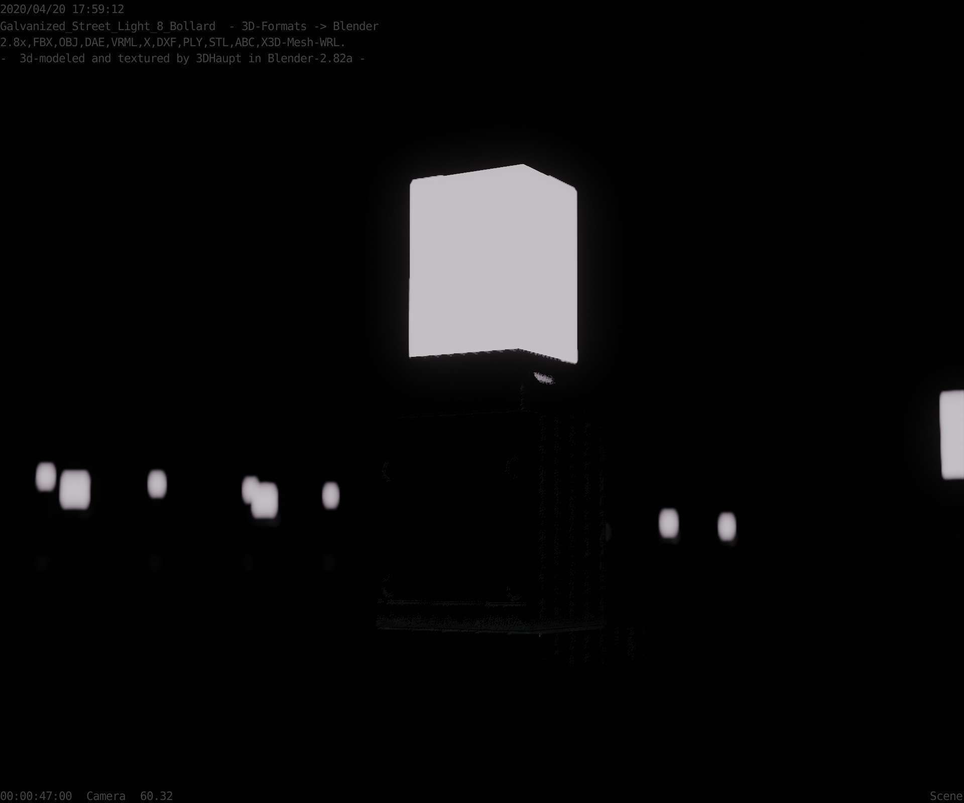 Street Light 8 Bollard 350mm Galvanized Version 3 Low-poly 3D model_34