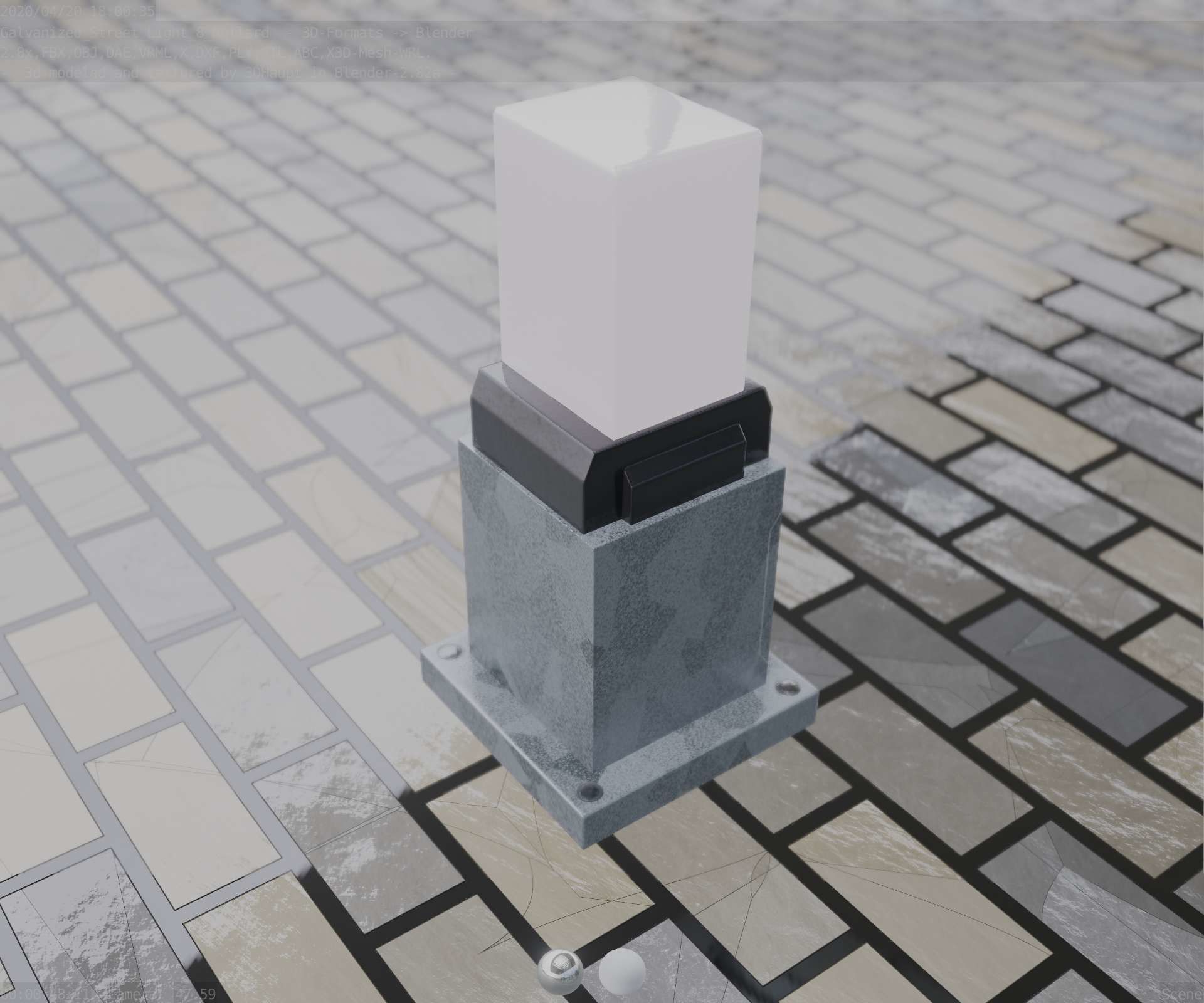 Street Light 8 Bollard 350mm Galvanized Version 3 Low-poly 3D model_68