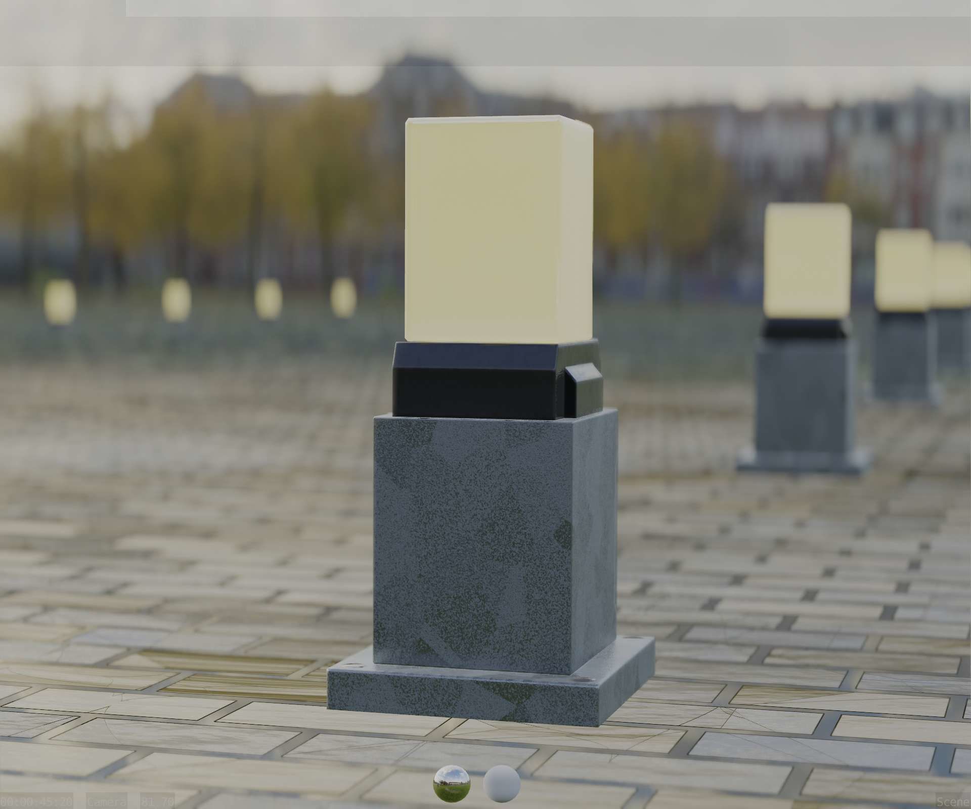 Street Light 8 Bollard 350mm Galvanized Version 3 Low-poly 3D model_8