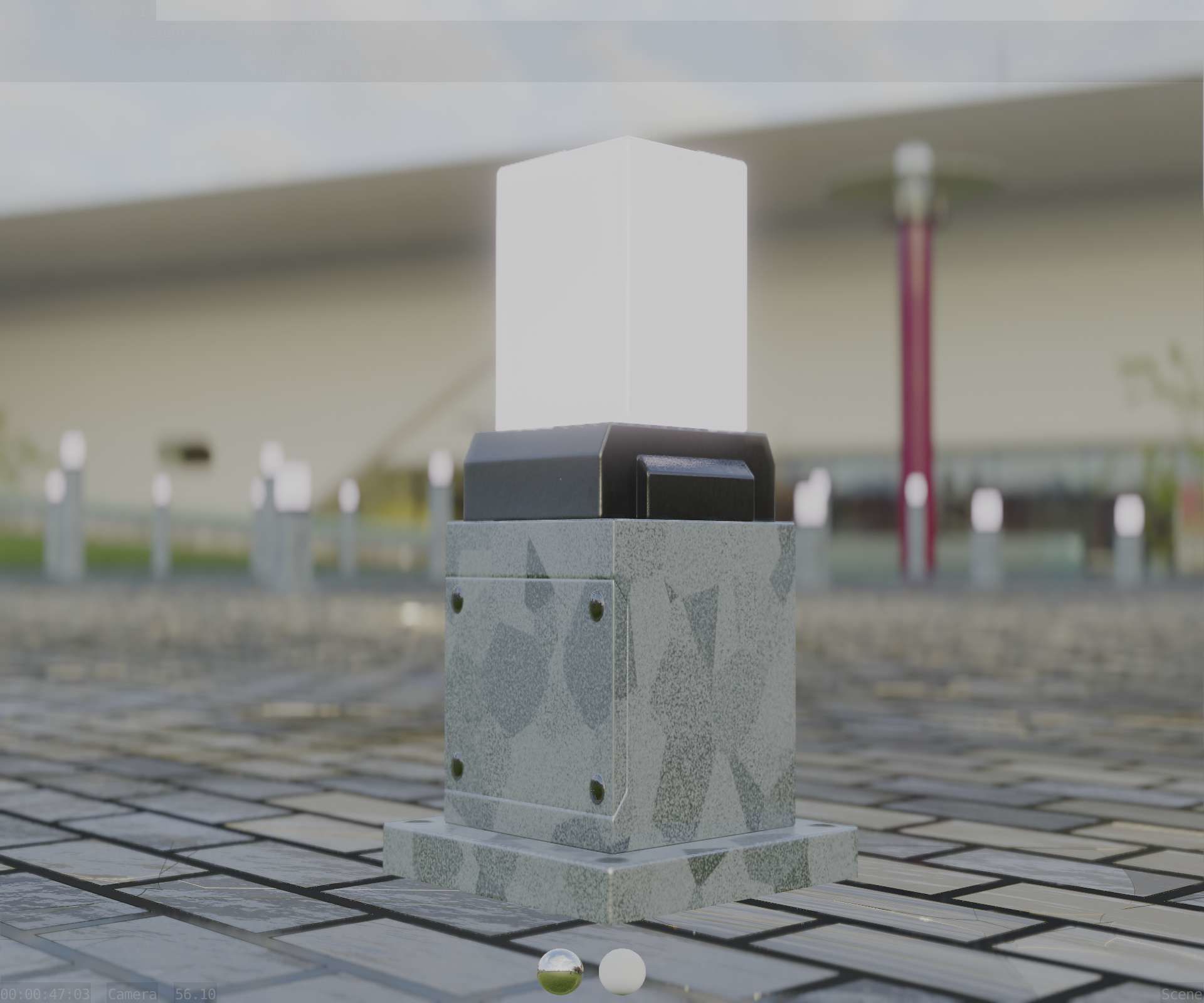 Street Light 8 Bollard 350mm Galvanized Version 3 Low-poly 3D model_21