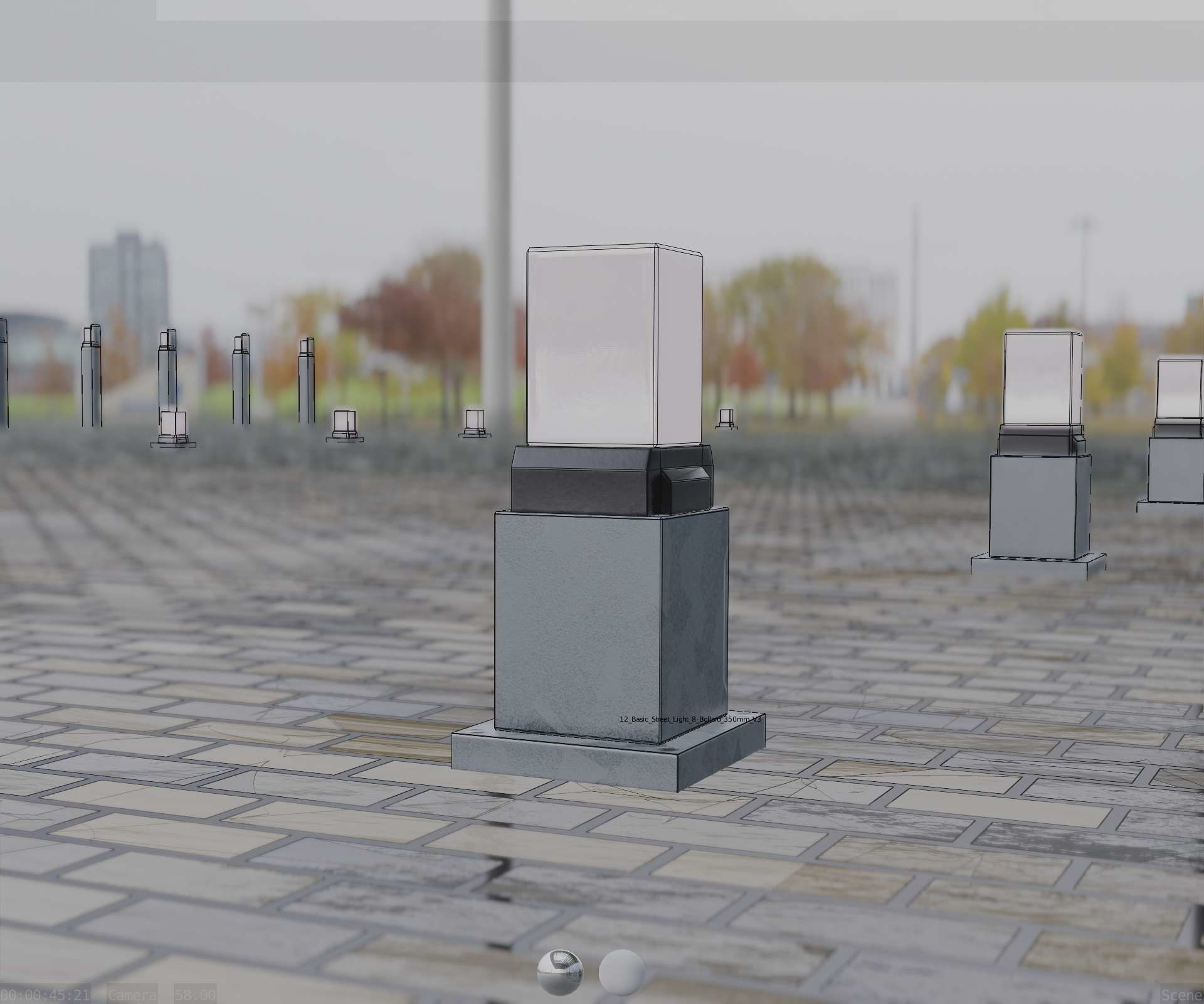 Street Light 8 Bollard 350mm Galvanized Version 3 Low-poly 3D model_9