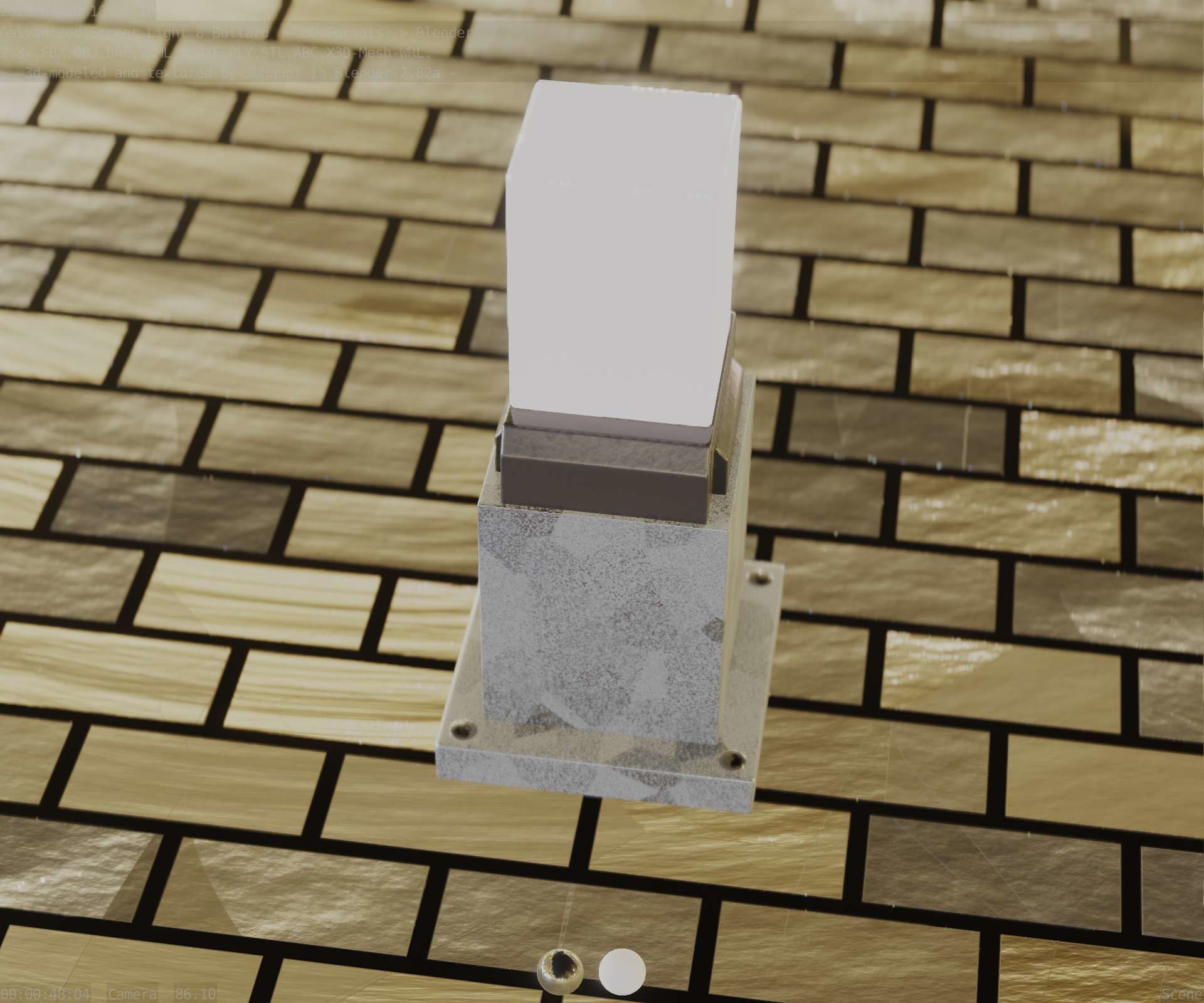 Street Light 8 Bollard 350mm Galvanized Version 3 Low-poly 3D model_61