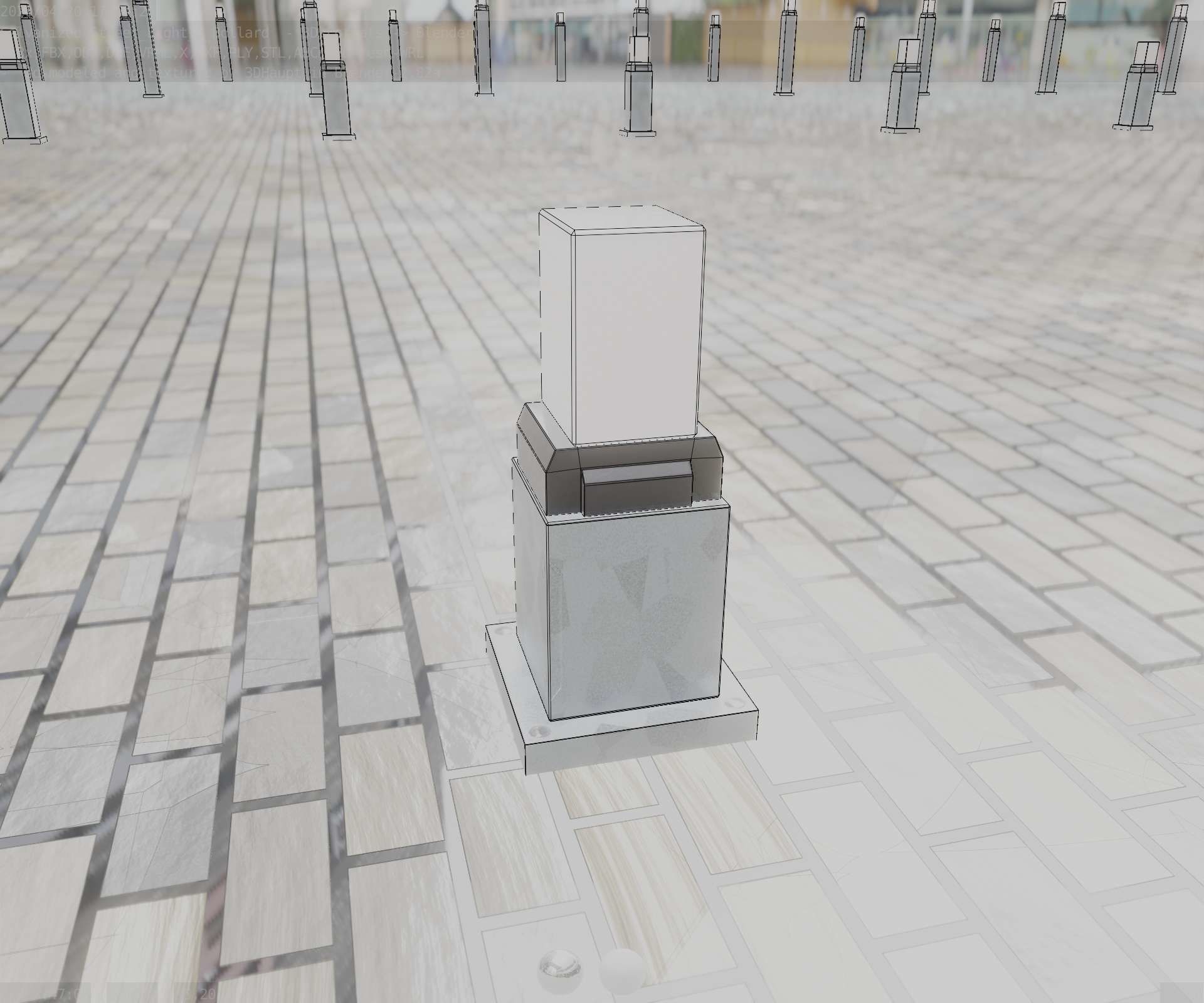 Street Light 8 Bollard 350mm Galvanized Version 3 Low-poly 3D model_41