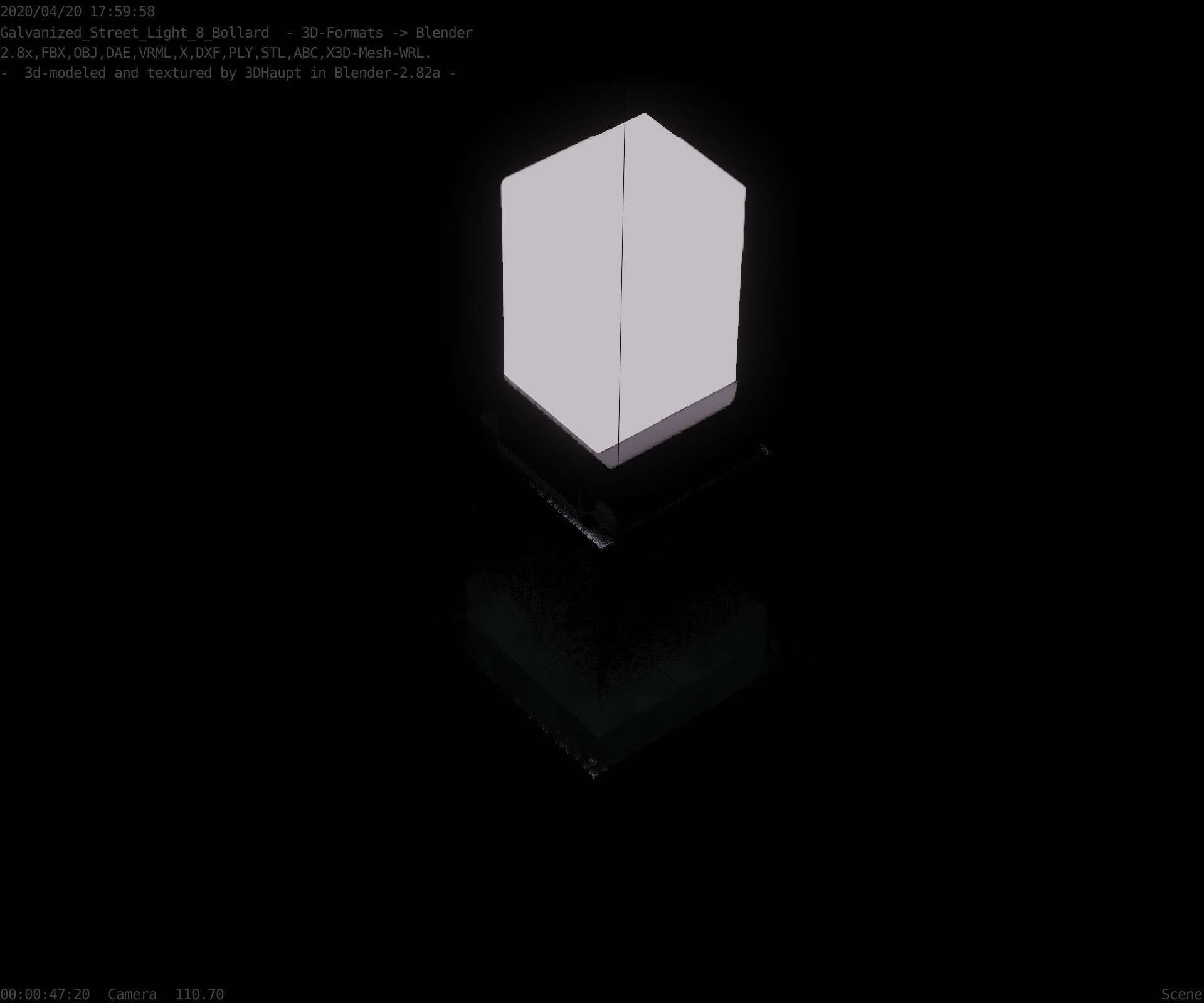 Street Light 8 Bollard 350mm Galvanized Version 3 Low-poly 3D model_53