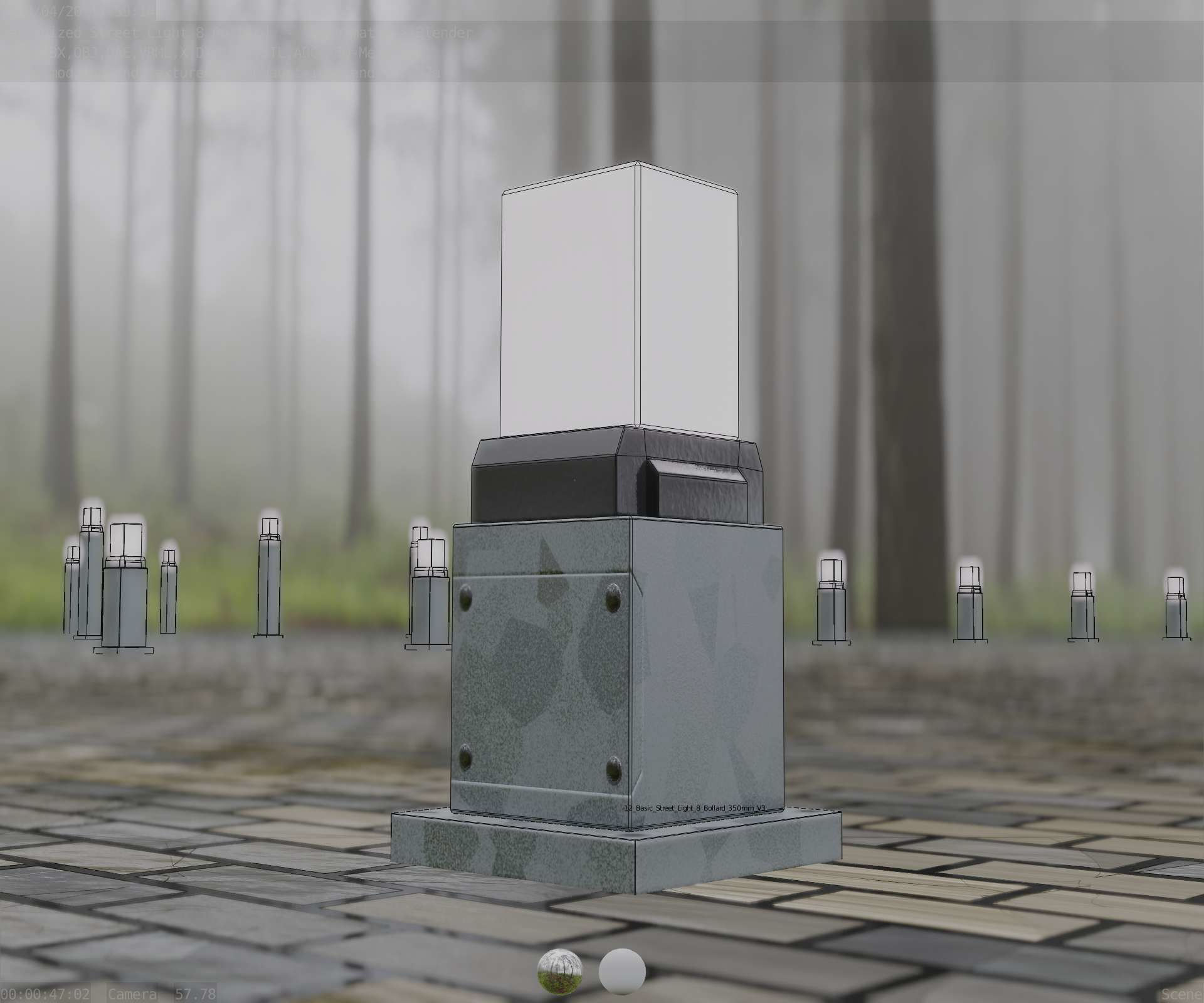 Street Light 8 Bollard 350mm Galvanized Version 3 Low-poly 3D model_36