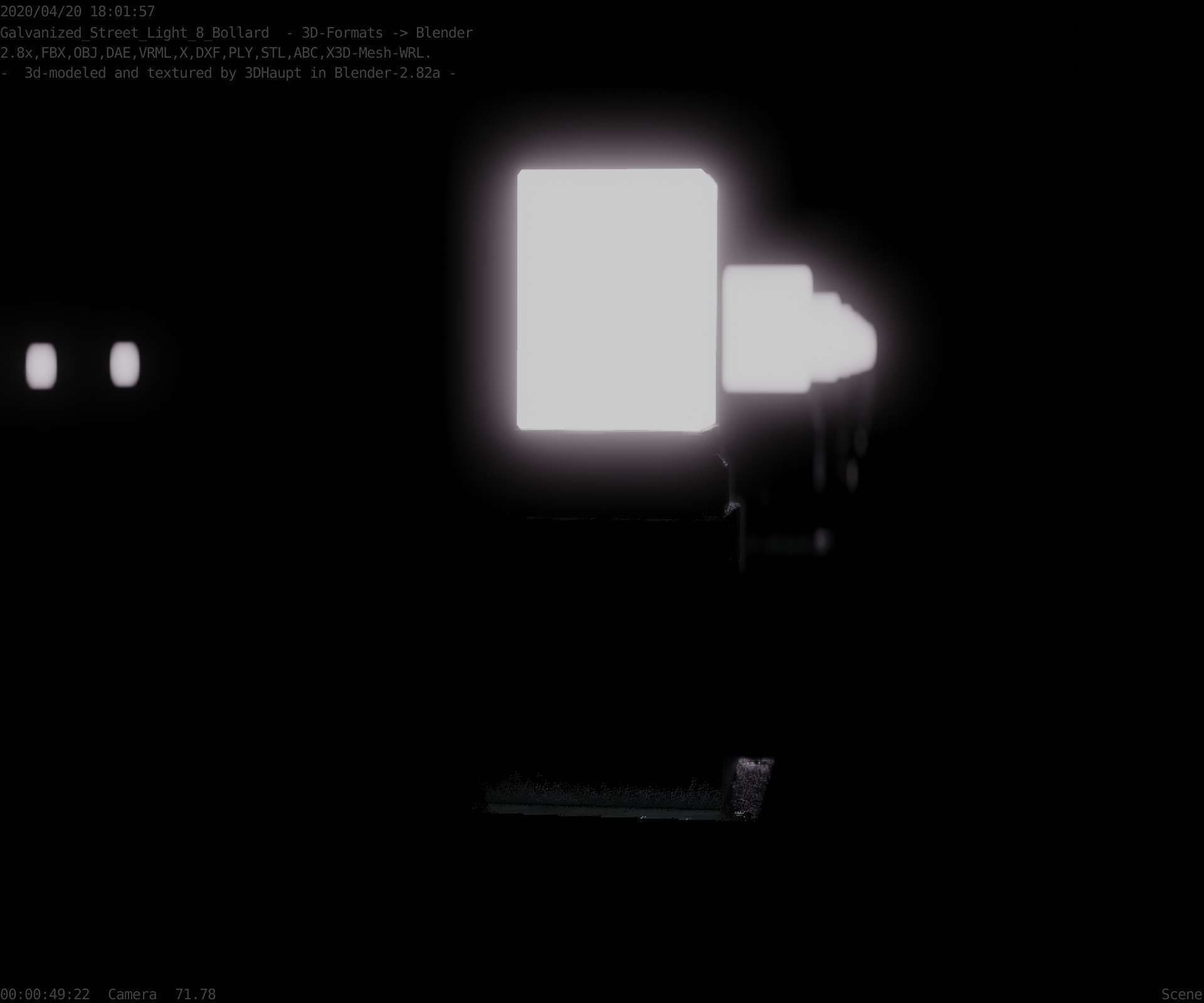 Street Light 8 Bollard 350mm Galvanized Version 3 Low-poly 3D model_98