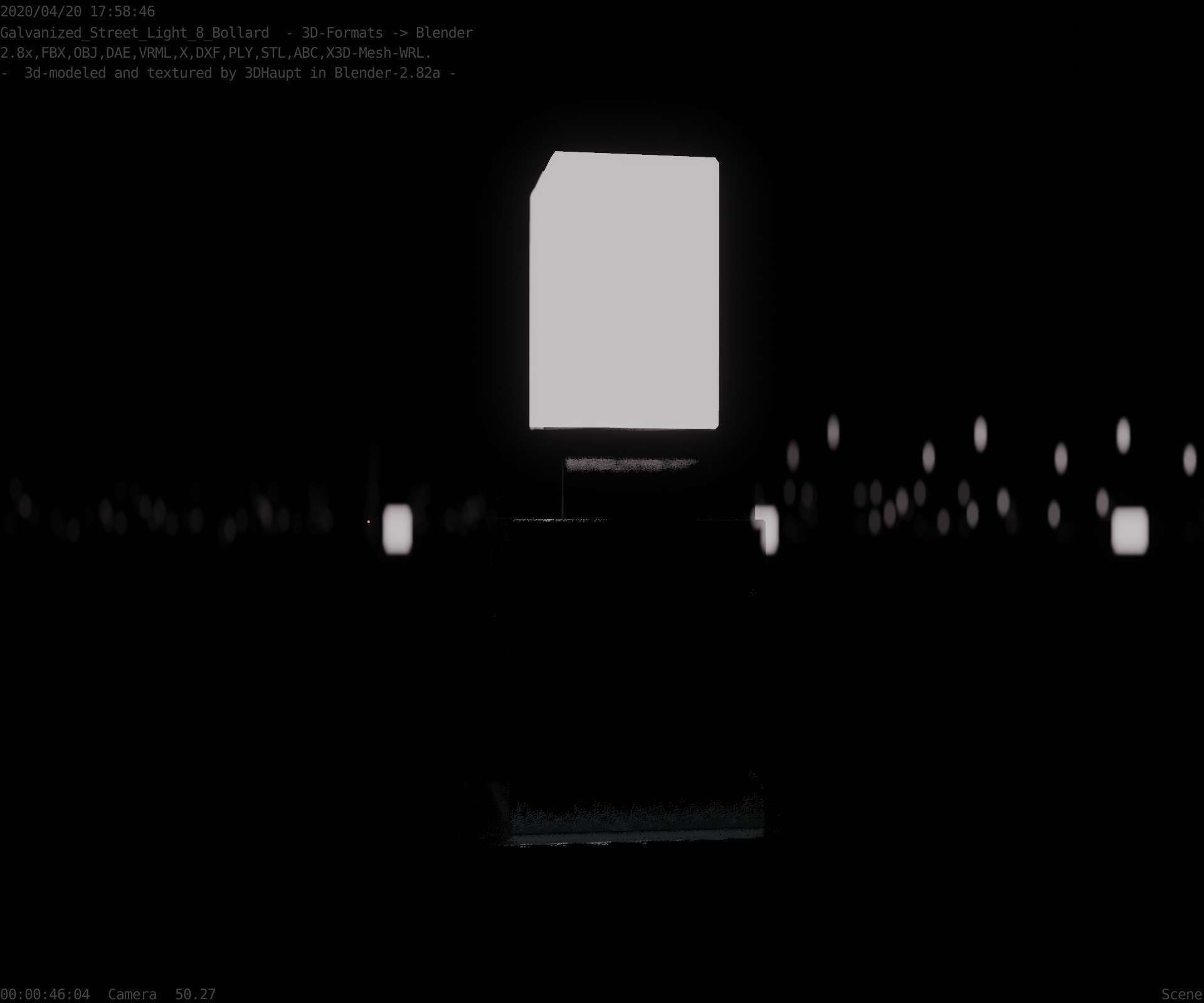 Street Light 8 Bollard 350mm Galvanized Version 3 Low-poly 3D model_15