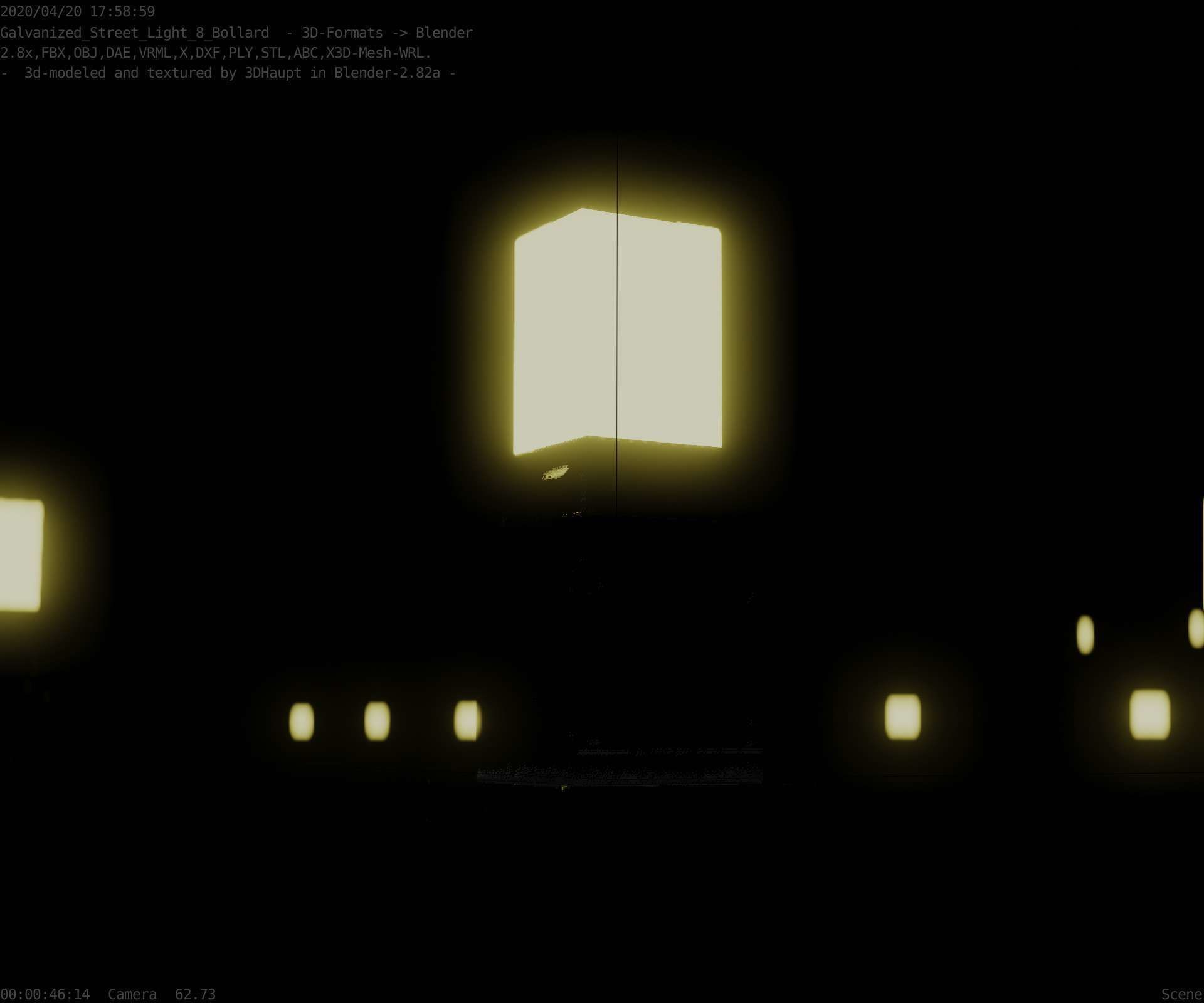 Street Light 8 Bollard 350mm Galvanized Version 3 Low-poly 3D model_24