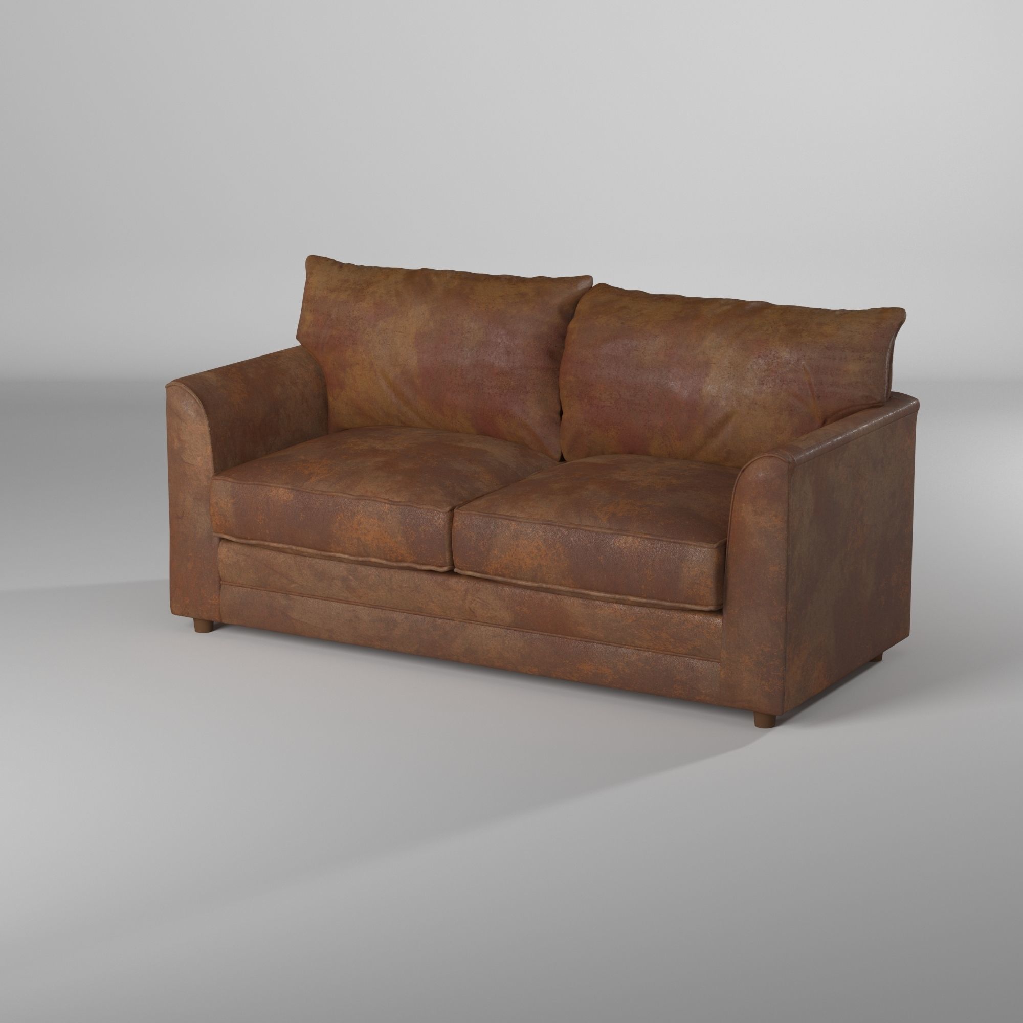 Leather Sofa with pillows 3D model_2