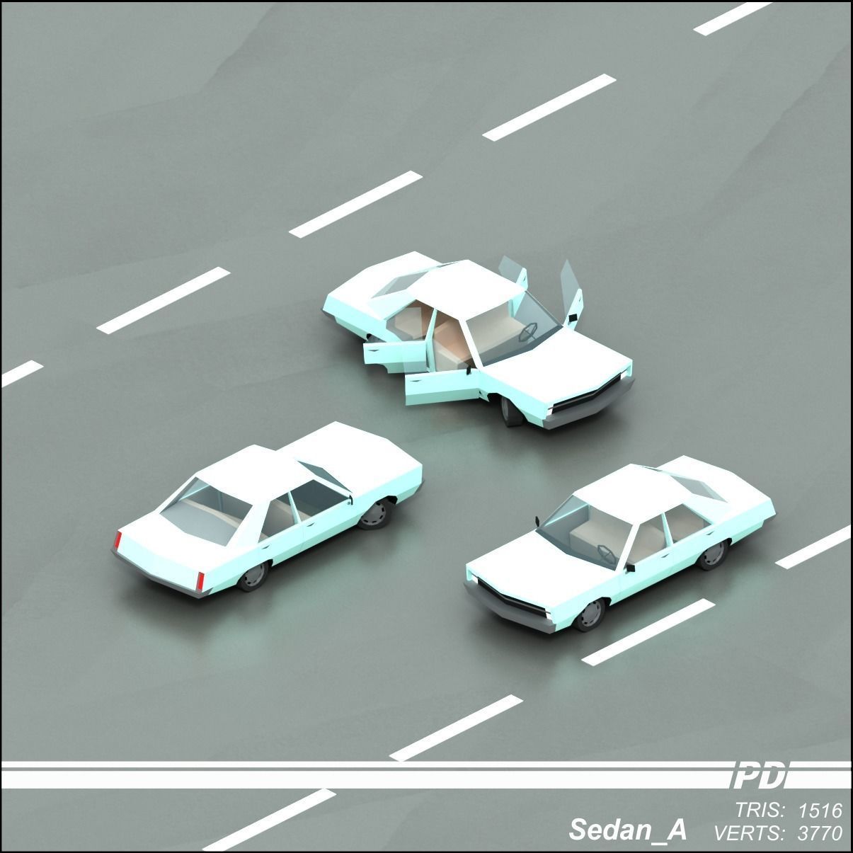 Stylized lowpoly vehicle pack with interior  Low-poly 3D model_28