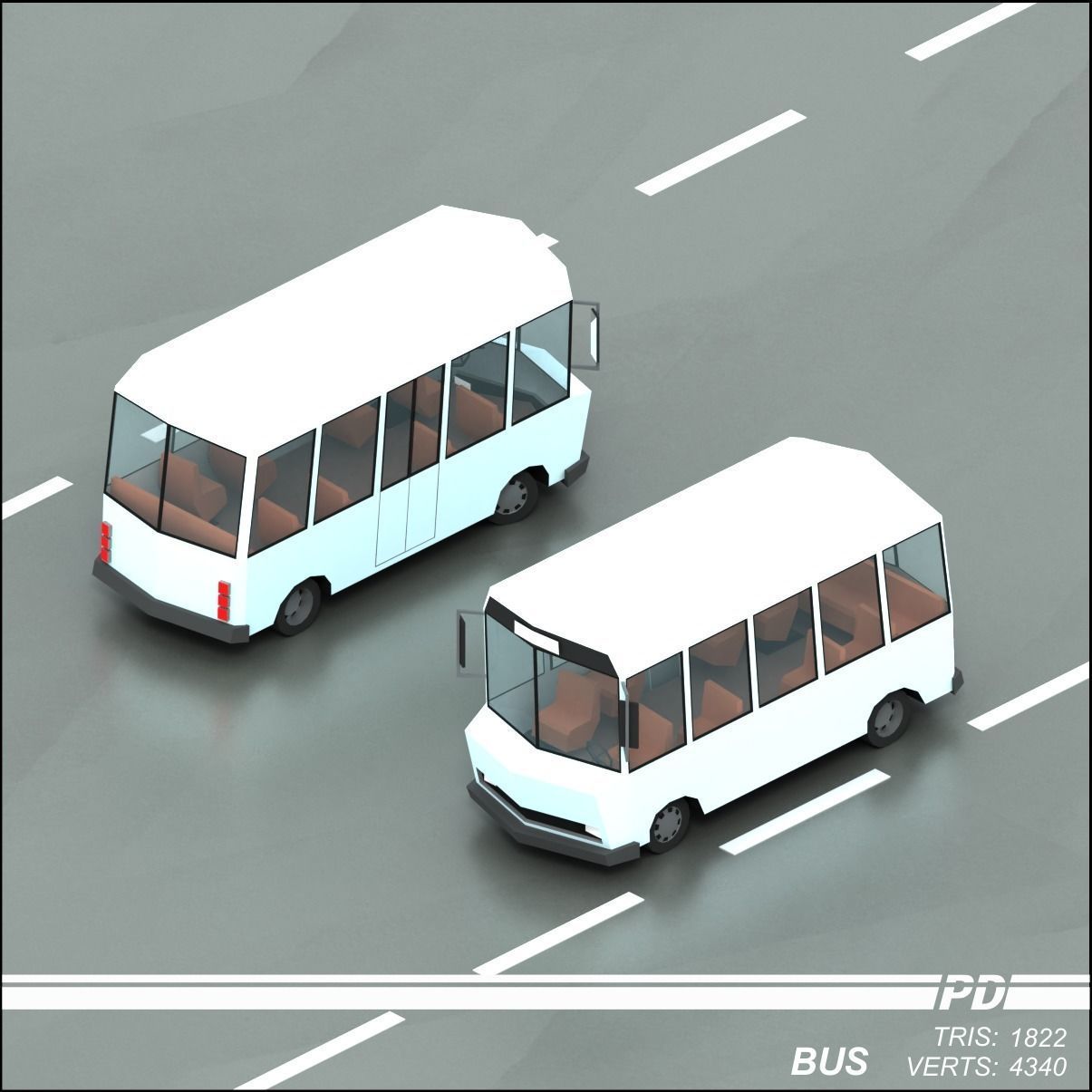 Stylized lowpoly vehicle pack with interior  Low-poly 3D model_35