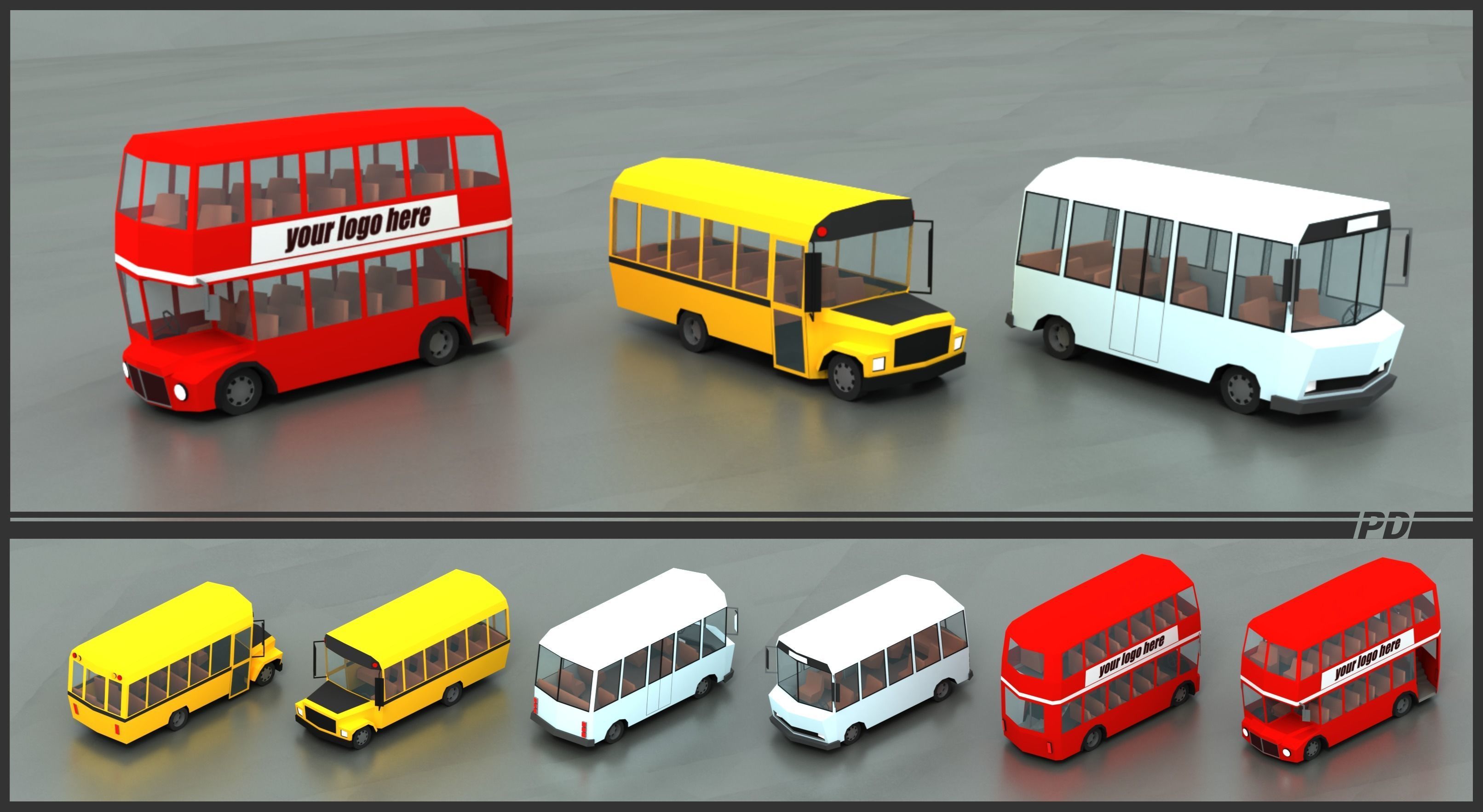 Stylized lowpoly vehicle pack with interior  Low-poly 3D model_14