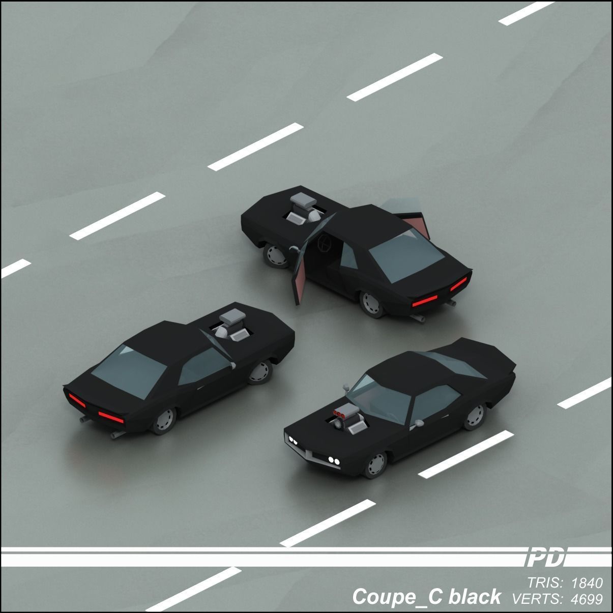 Stylized lowpoly vehicle pack with interior  Low-poly 3D model_24