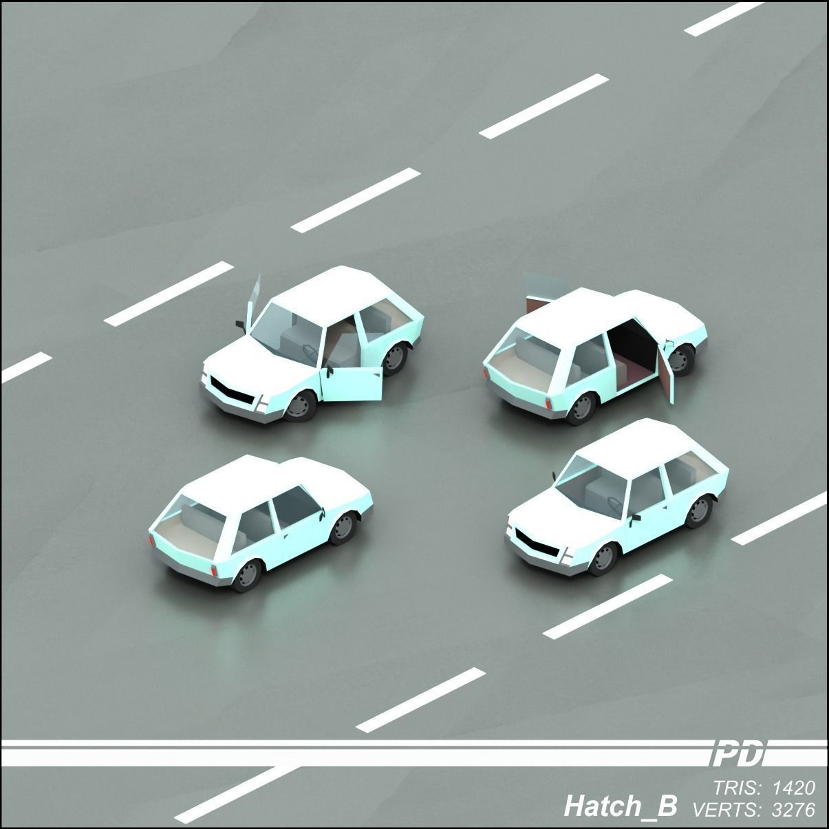 Stylized lowpoly vehicle pack with interior  Low-poly 3D model_42