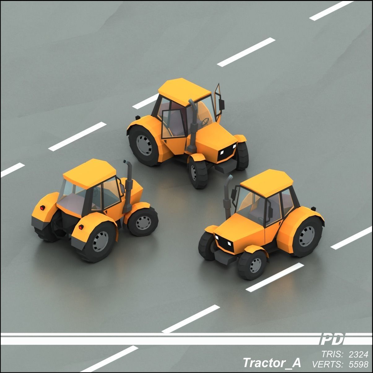 Stylized lowpoly vehicle pack with interior  Low-poly 3D model_52